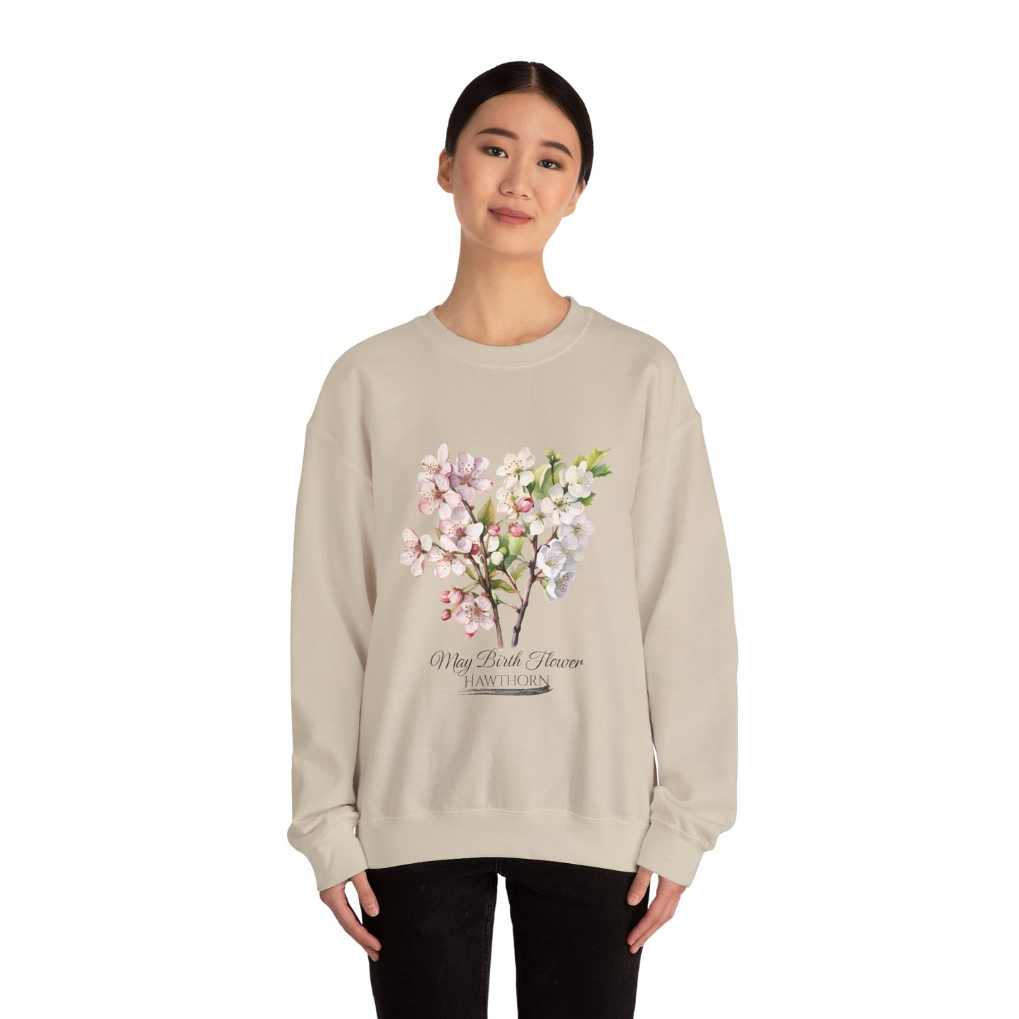 May Birth Flower (Hawthorn) - Unisex Heavy Blend™ Crewneck Sweatshirt