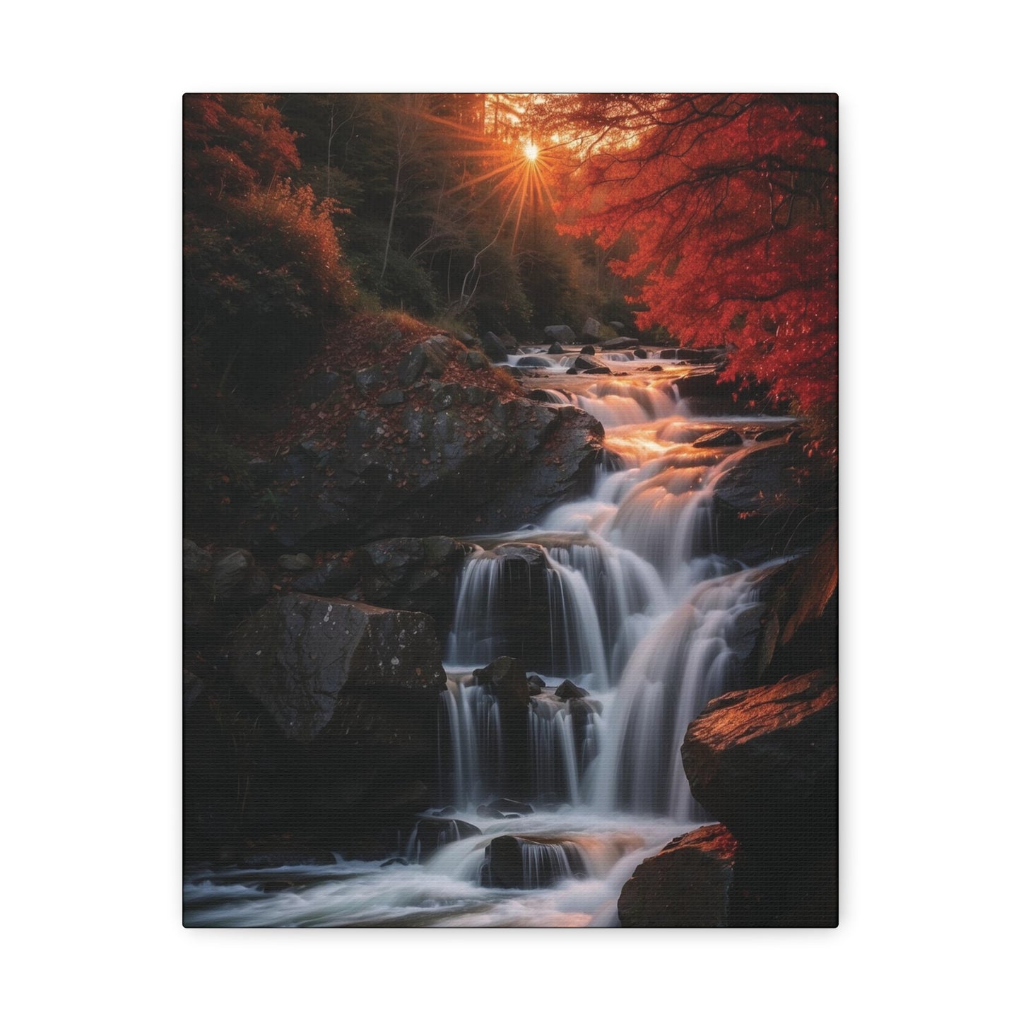 Sunrise Over the Waterfall: Canvas Gallery Wraps