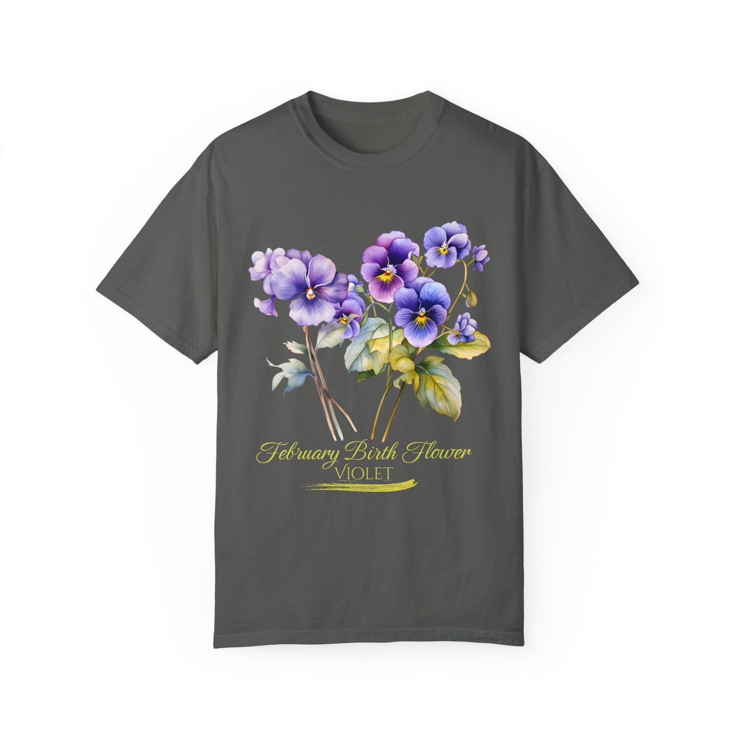 February Birth Flower "Violet" (For Dark Print) - Unisex Garment-Dyed T-shirt