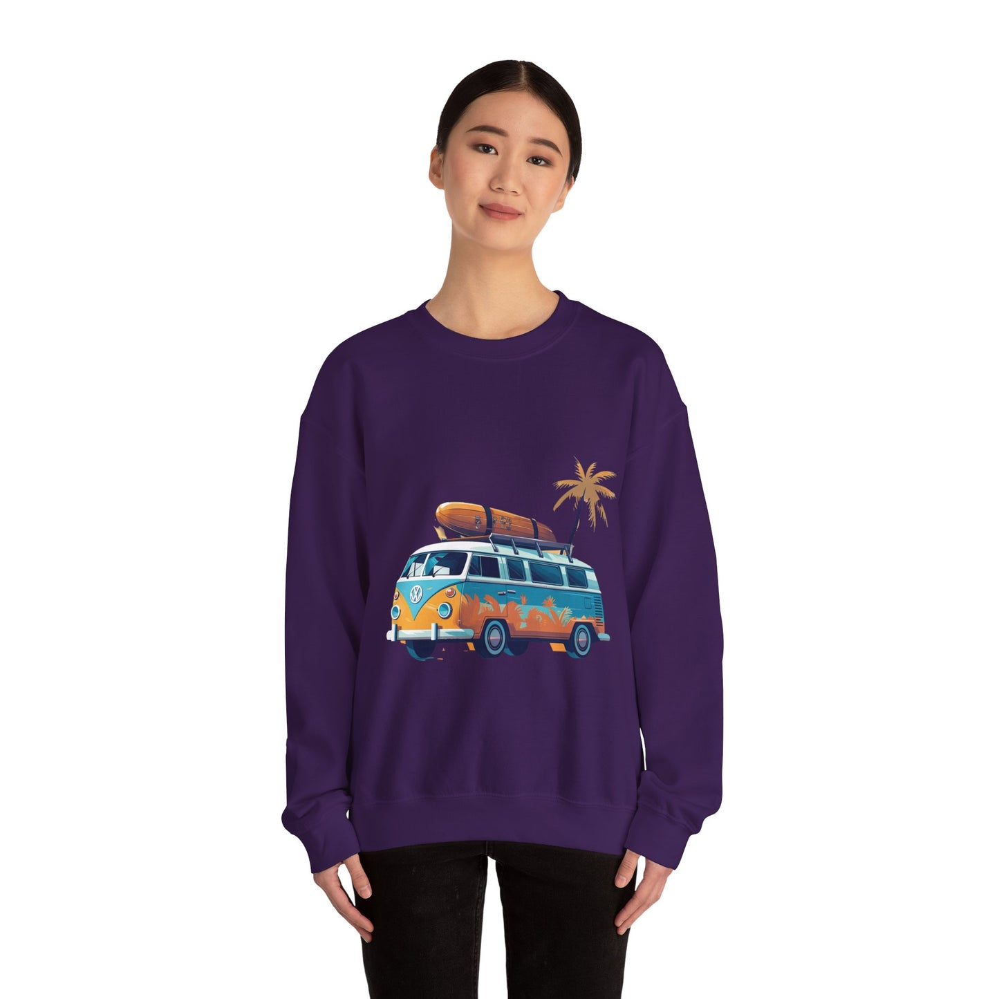 Retro Surf Van - Unisex Heavy Blend™ Crewneck Sweatshirt