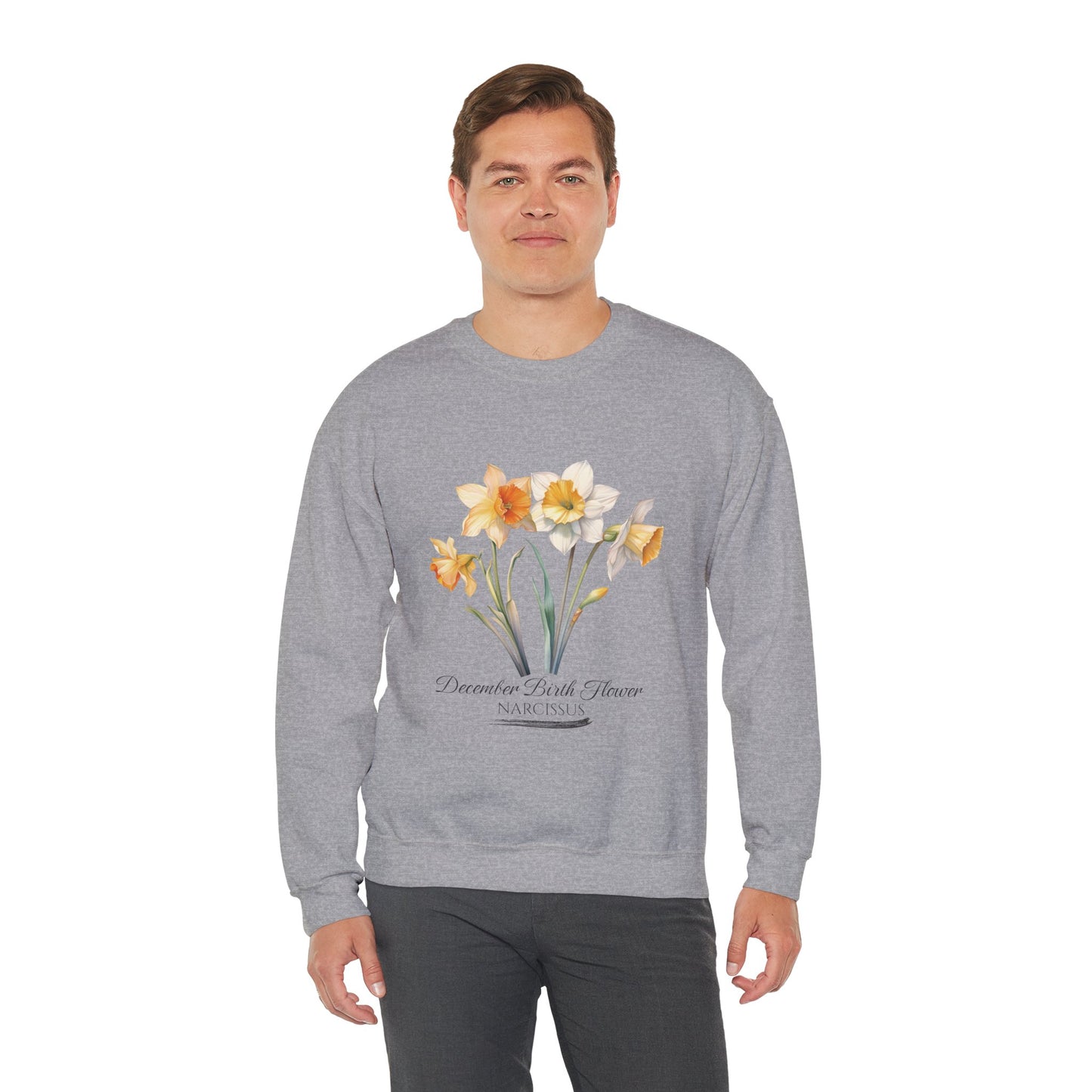 December Birth Flower (Narcisus) - Unisex Heavy Blend™ Crewneck Sweatshirt