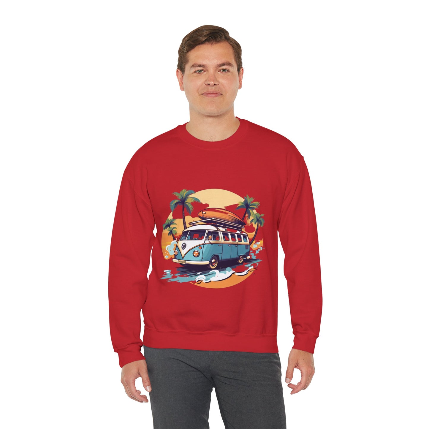 Retro Surf Van - Unisex Heavy Blend™ Crewneck Sweatshirt