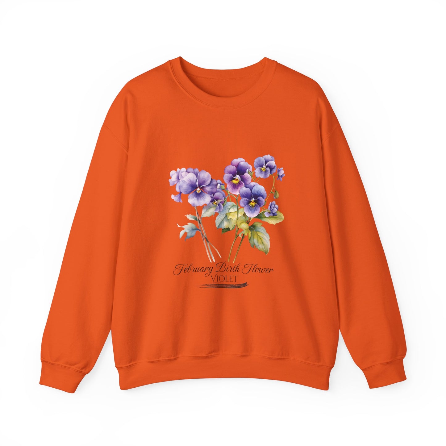 February Birth Flowers (Violet) - Unisex Heavy Blend™ Crewneck Sweatshirt