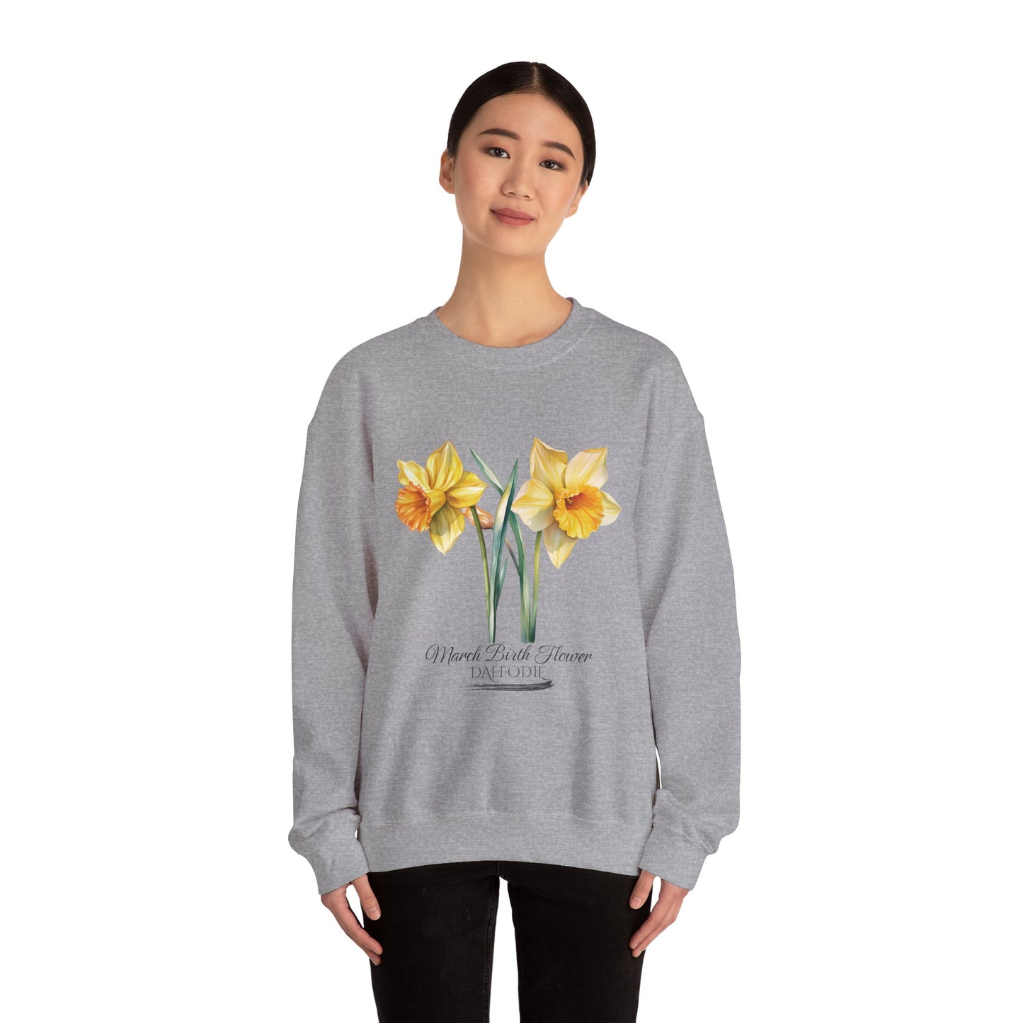 March Birth Flower (Daffodil) - Unisex Heavy Blend™ Crewneck Sweatshirt