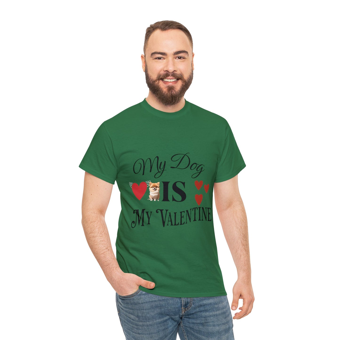 My dog is my valentine - Unisex Heavy Cotton Tee