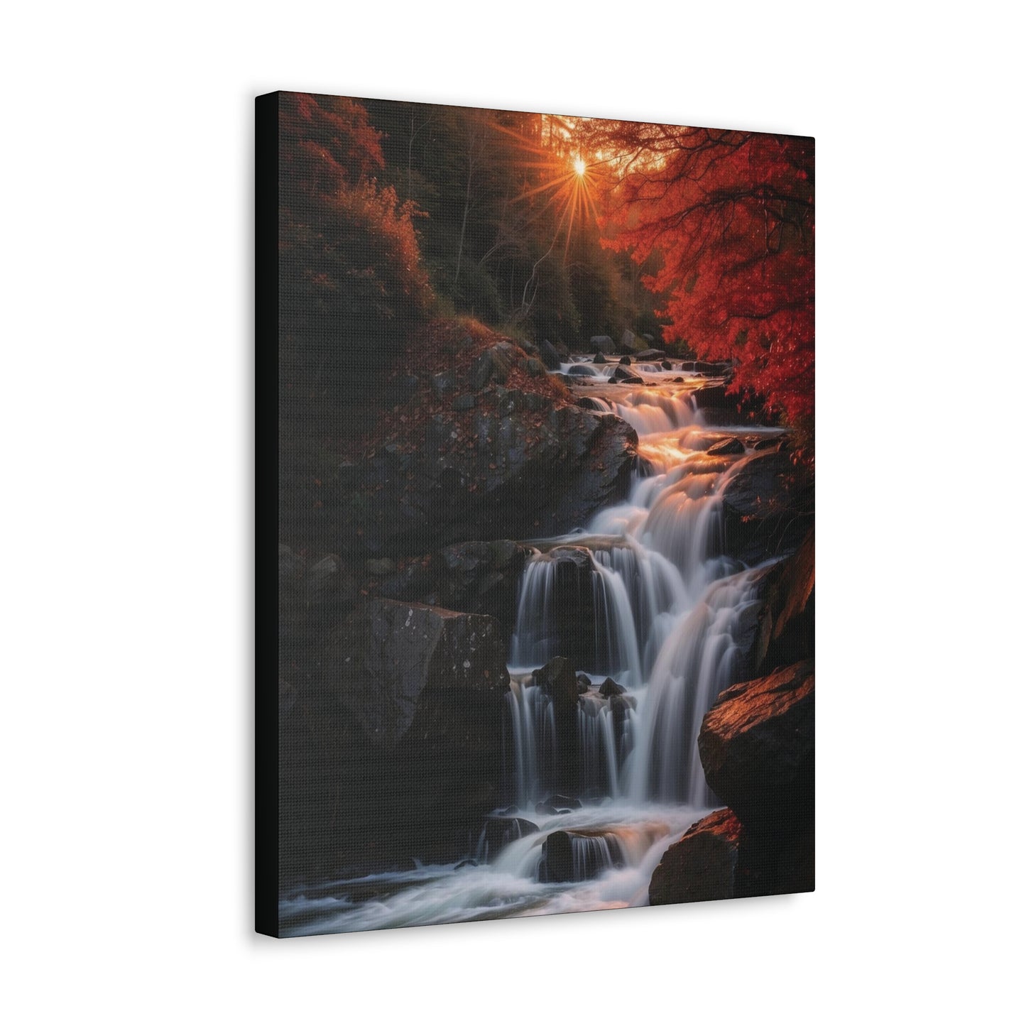 Sunrise Over the Waterfall: Canvas Gallery Wraps