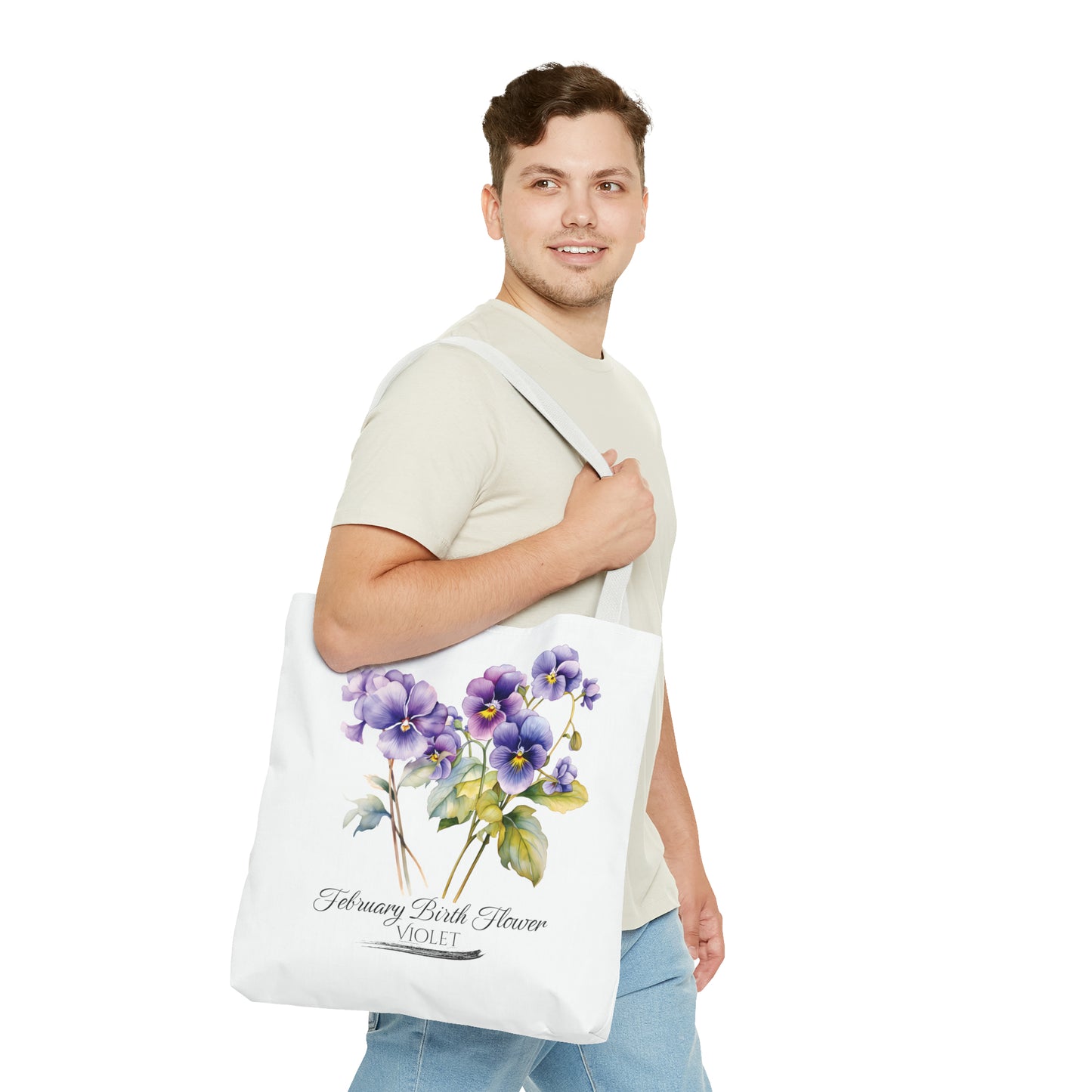 February Birth Flower: Violet - Tote Bag (AOP)