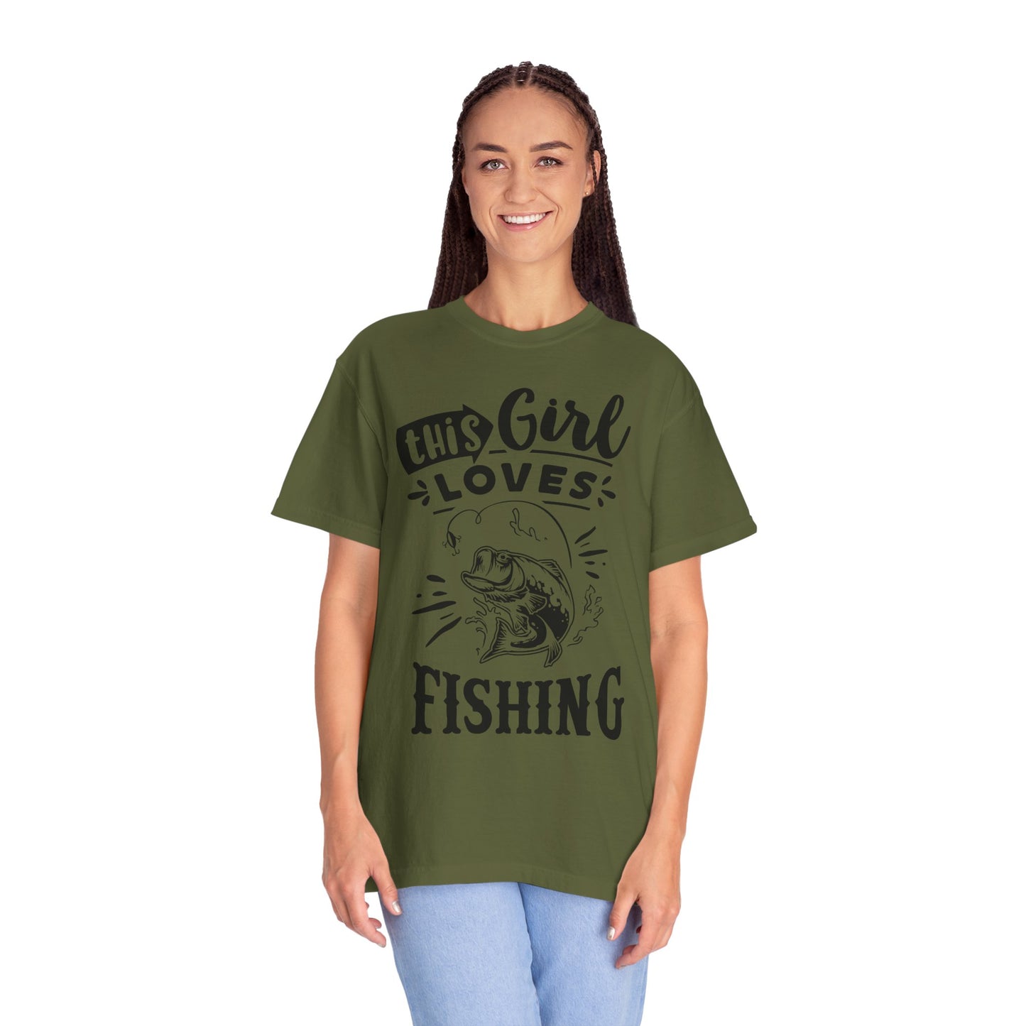 This girl loves fishing: Unisex Garment-Dyed T-shirt