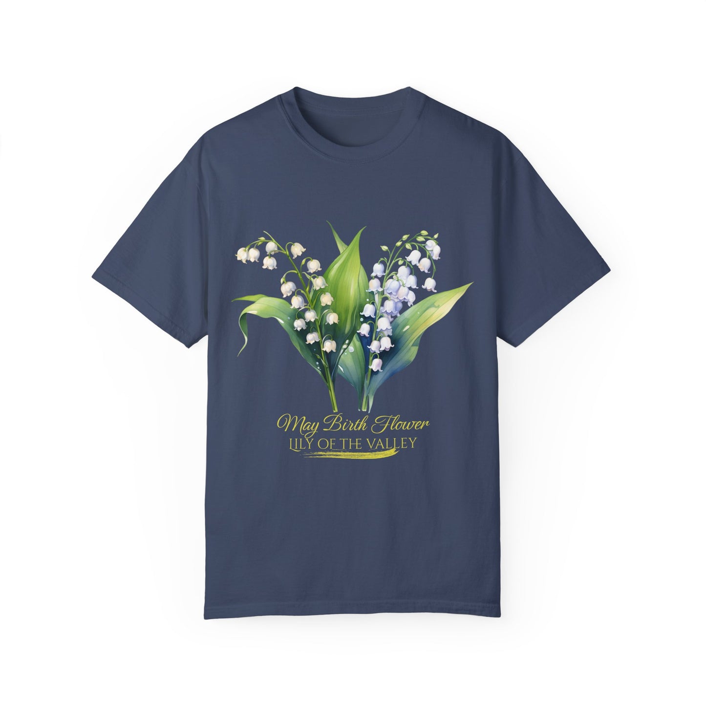 May Birth Flower "Lily of the Valley" (For Dark Fabric) - Unisex Garment-Dyed T-shirt