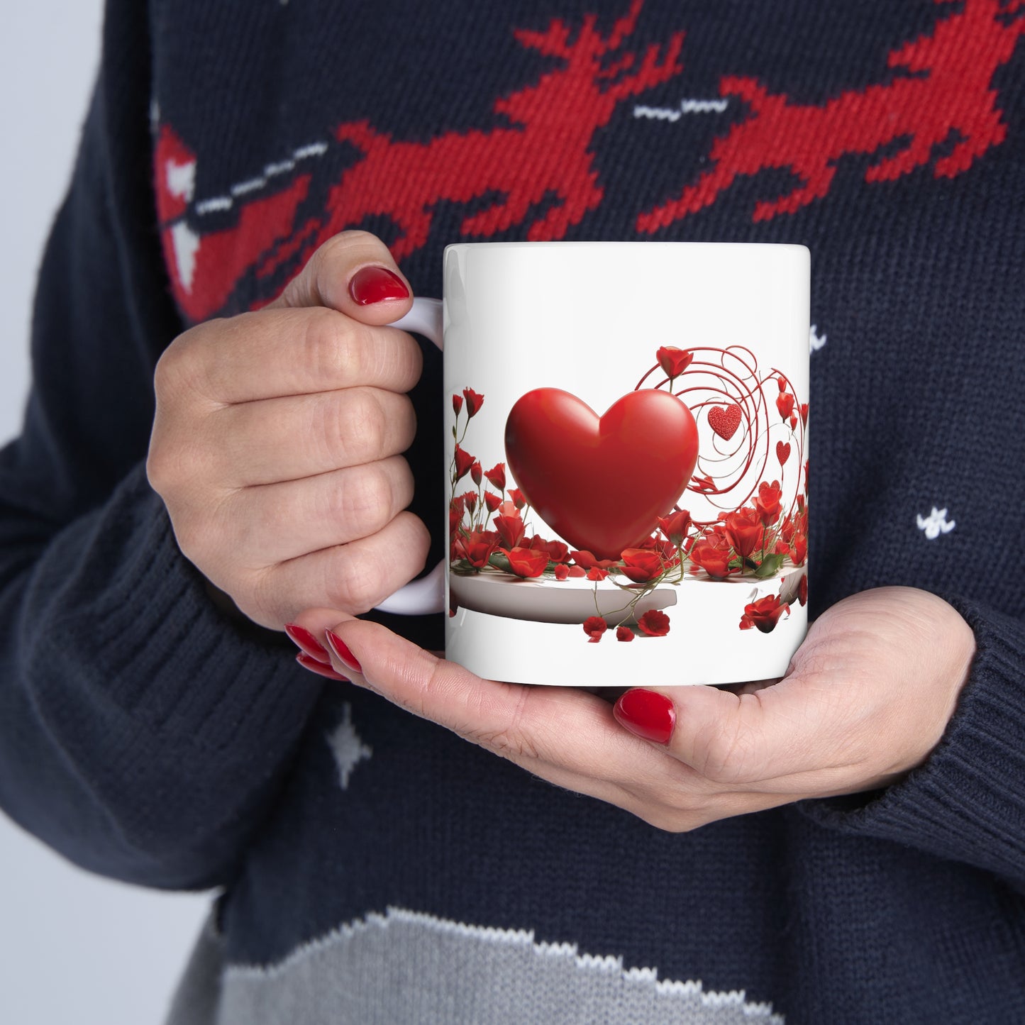 Valentine's Rose Heart: Ceramic Mug 11oz