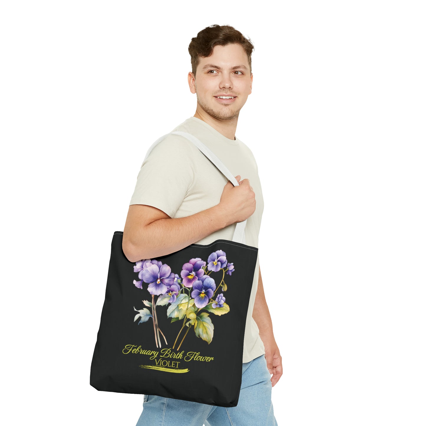 February Birth Flower: Violet - Tote Bag (AOP)