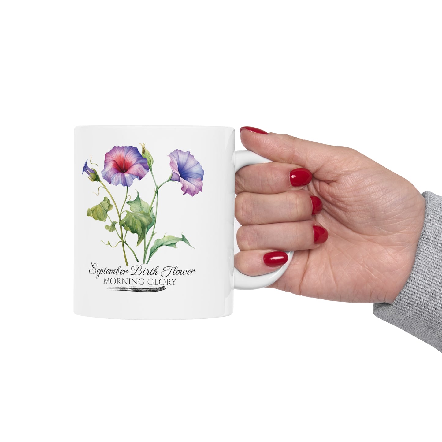September Birth Flower (Morning Glory): Ceramic Mug 11oz