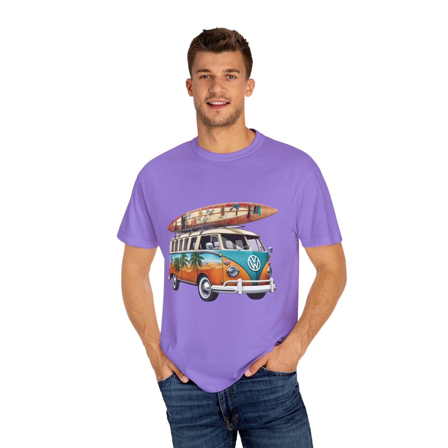 Retro Surf Van: Unisex Garment-Dyed T-shirt