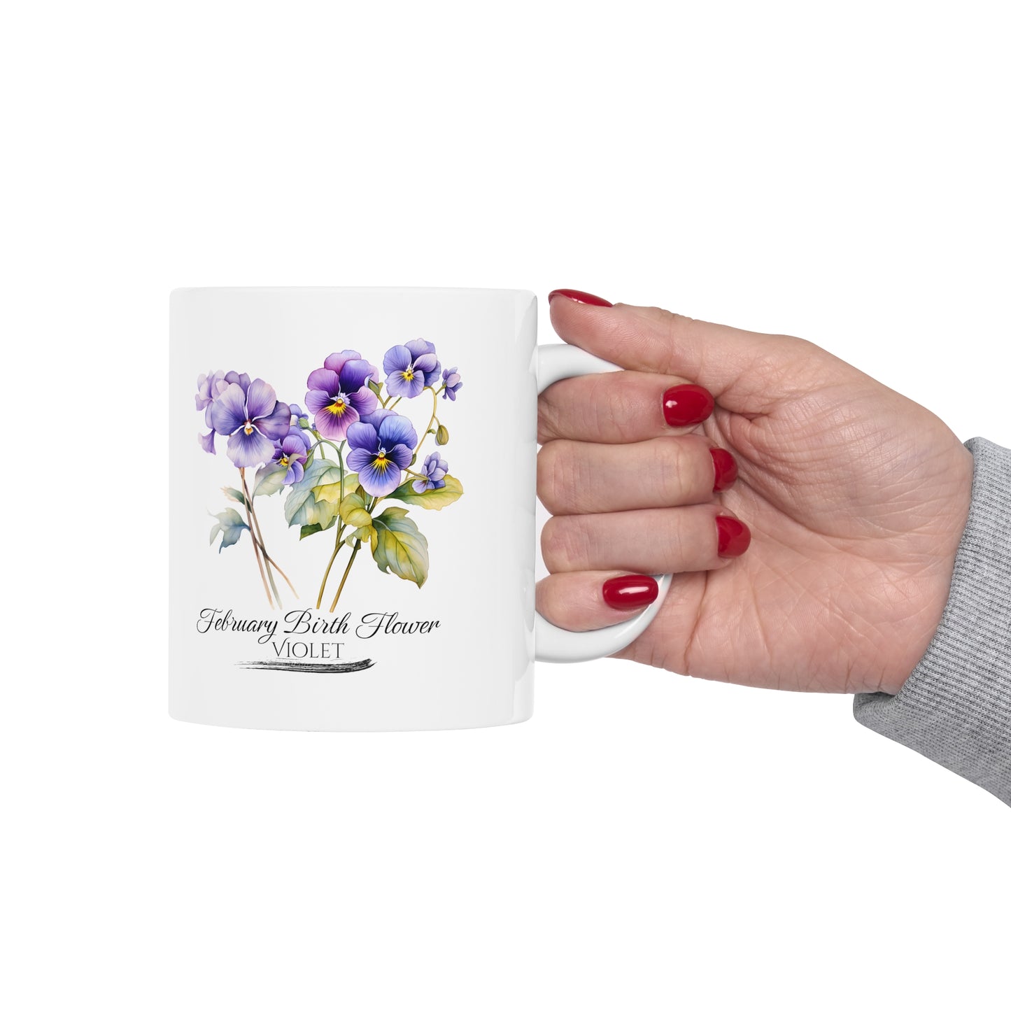 February Birth Flower (Violet): Ceramic Mug 11oz