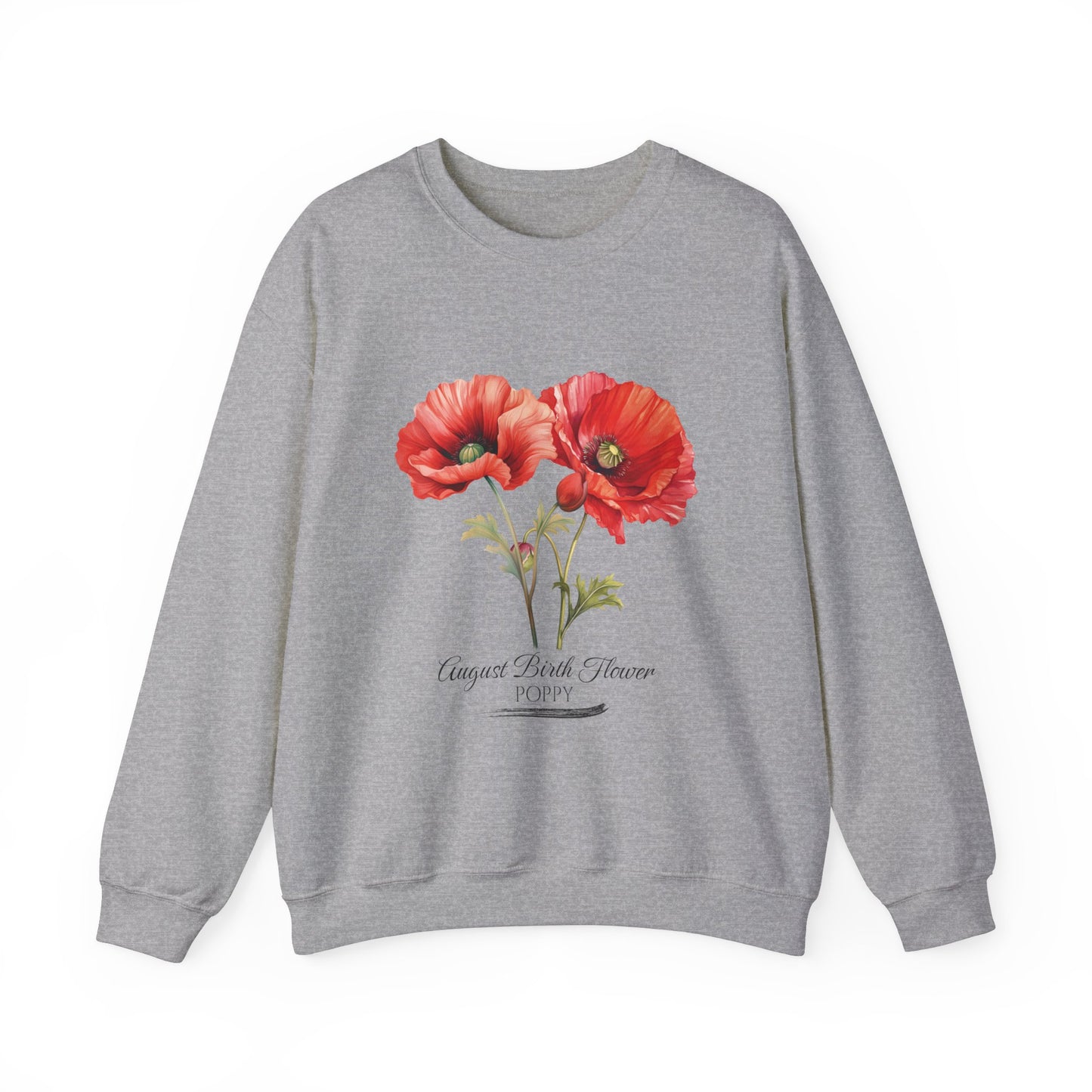 August Birth Flower (Poppy) - Unisex Heavy Blend™ Crewneck Sweatshirt