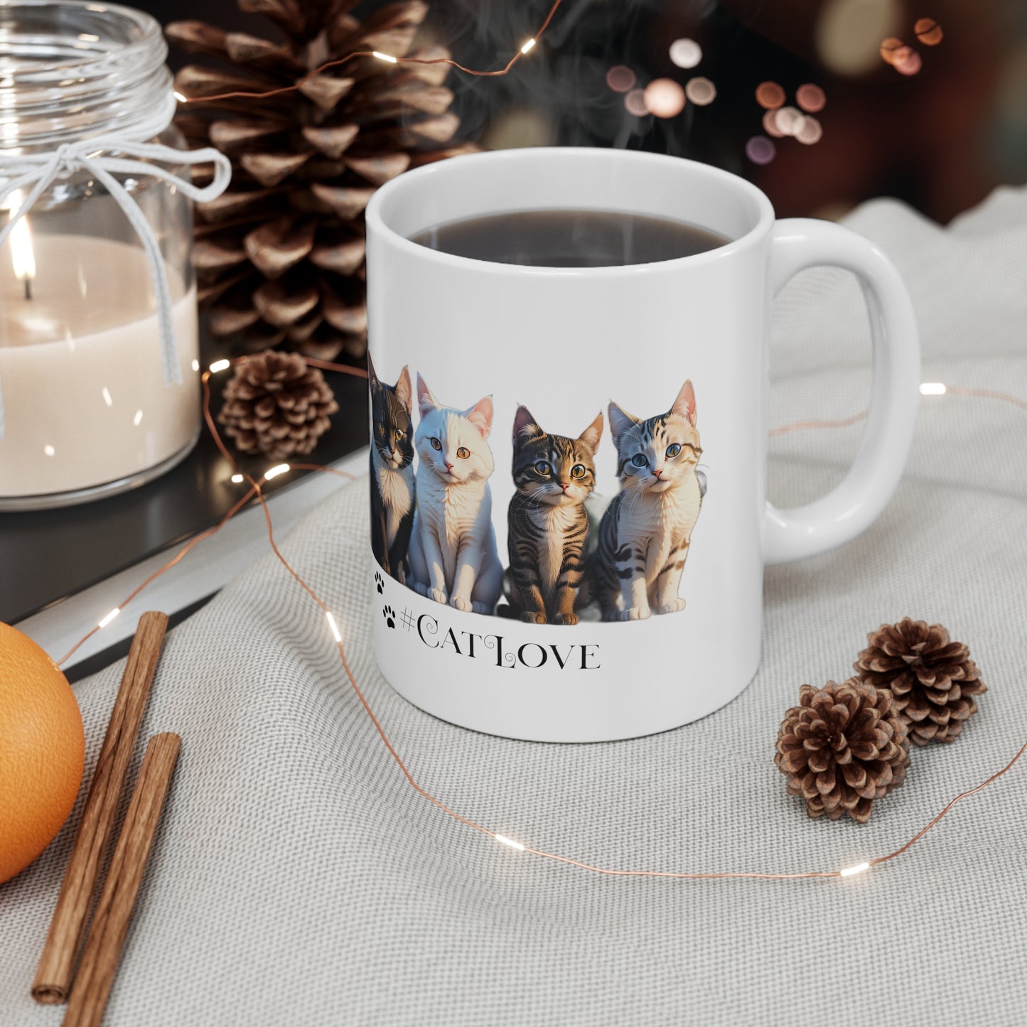 Ceramic Mug 11oz: #CatLove