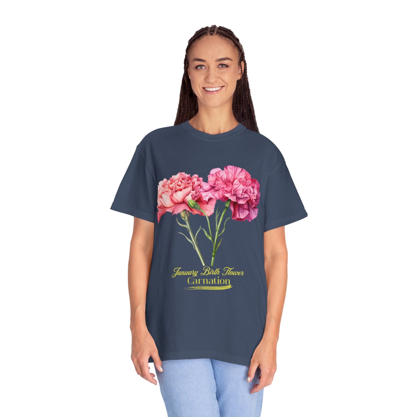January Birth Flower "Daffodil" (For Print on Dark Fabric) - Unisex Garment-Dyed T-shirt