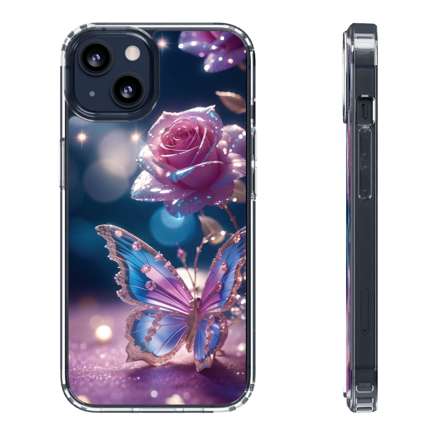 Clear Phone Cases: Fantasy Butterfly and Roses