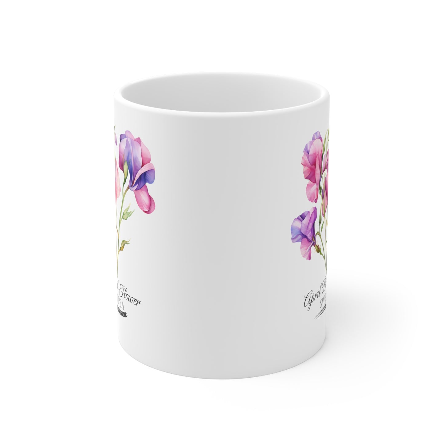 April Birth Flower (Sweet Pea): Ceramic Mug 11oz