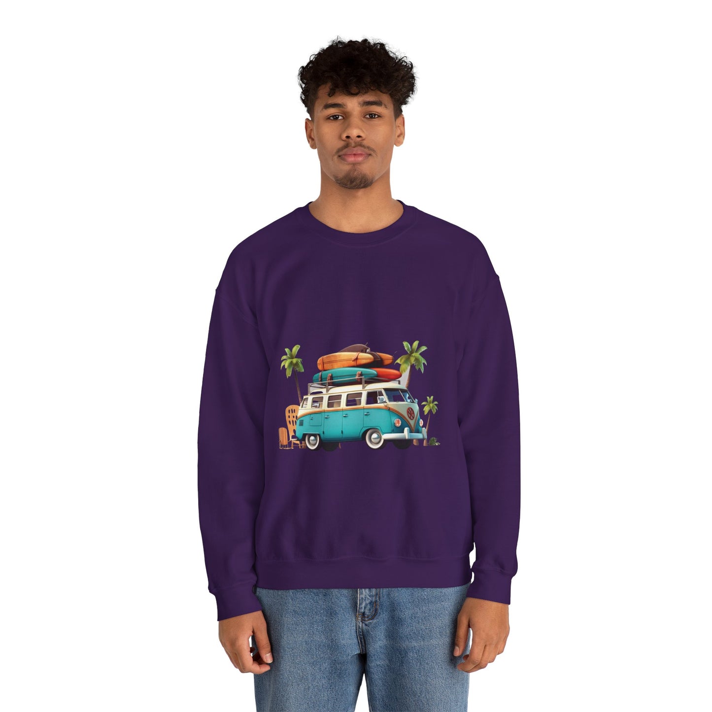 Retro Surf Van - Unisex Heavy Blend™ Crewneck Sweatshirt