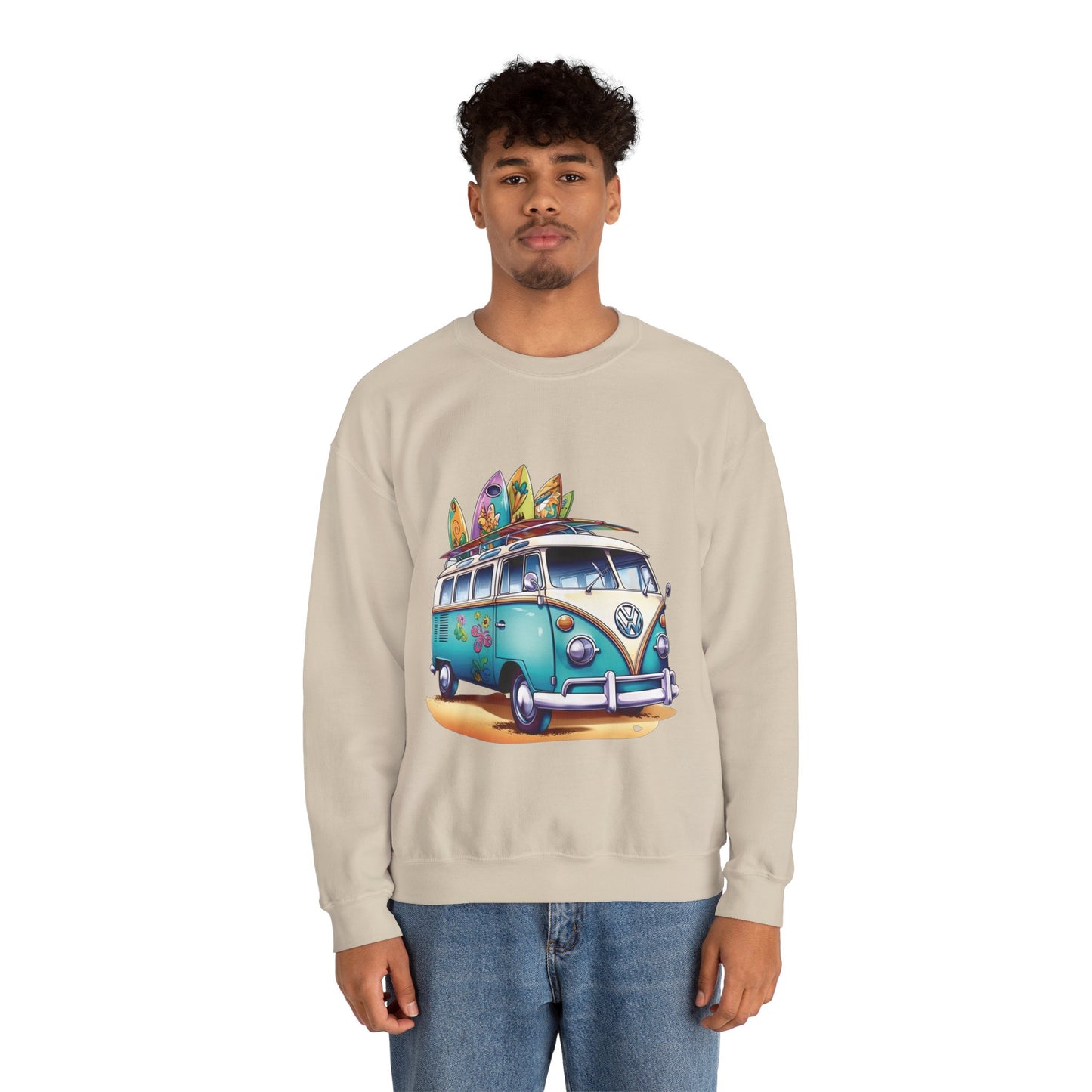 Retro Surf Van - Unisex Heavy Blend™ Crewneck Sweatshirt