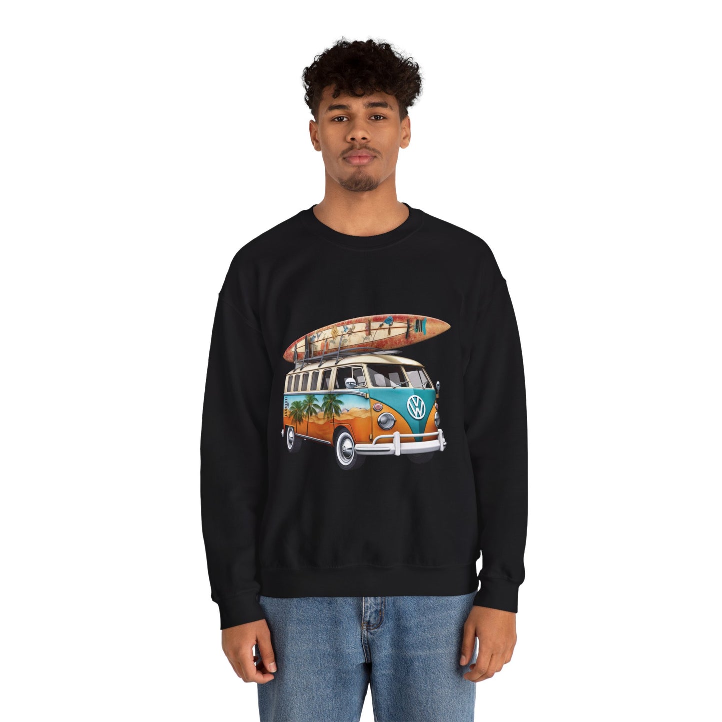 Retro Surf Van - Unisex Heavy Blend™ Crewneck Sweatshirt