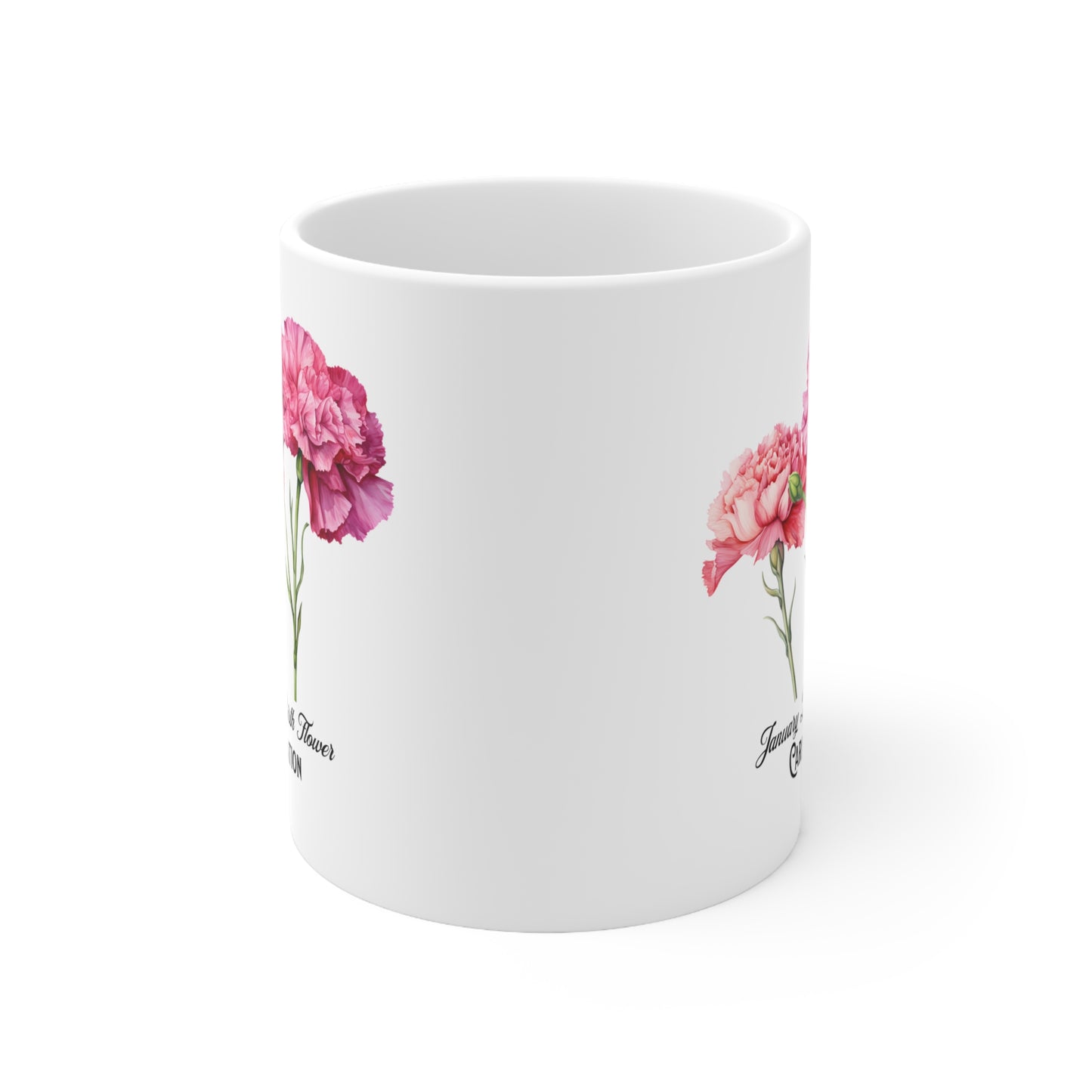 January Birth Flower (Carnation): Ceramic Mug 11oz