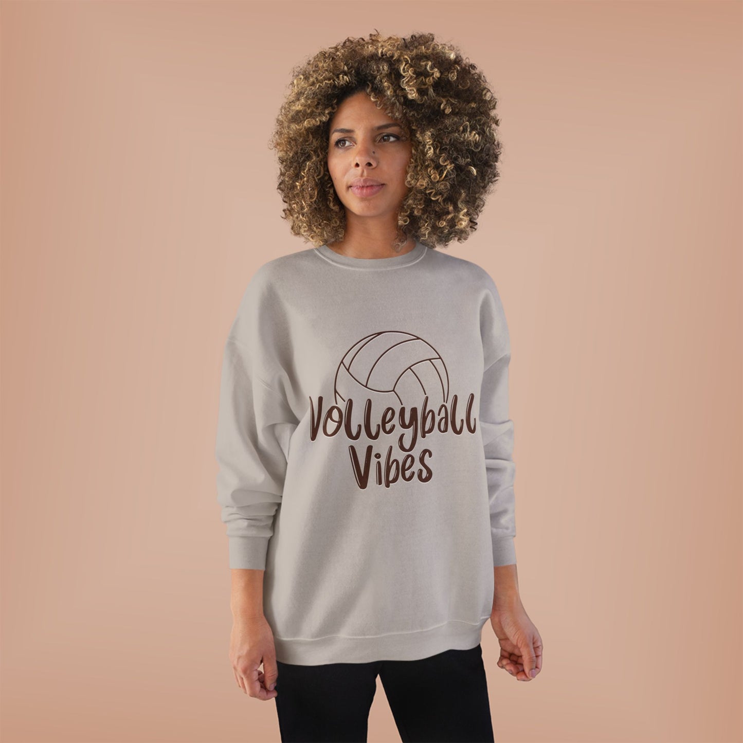 Unisex Volleyball Vibes Crewneck Sweatshirt, Trendy Sports Apparel, Cozy Gift for Athletes, Volleyball Lover's Gear, Eco-Friendly Fashion
