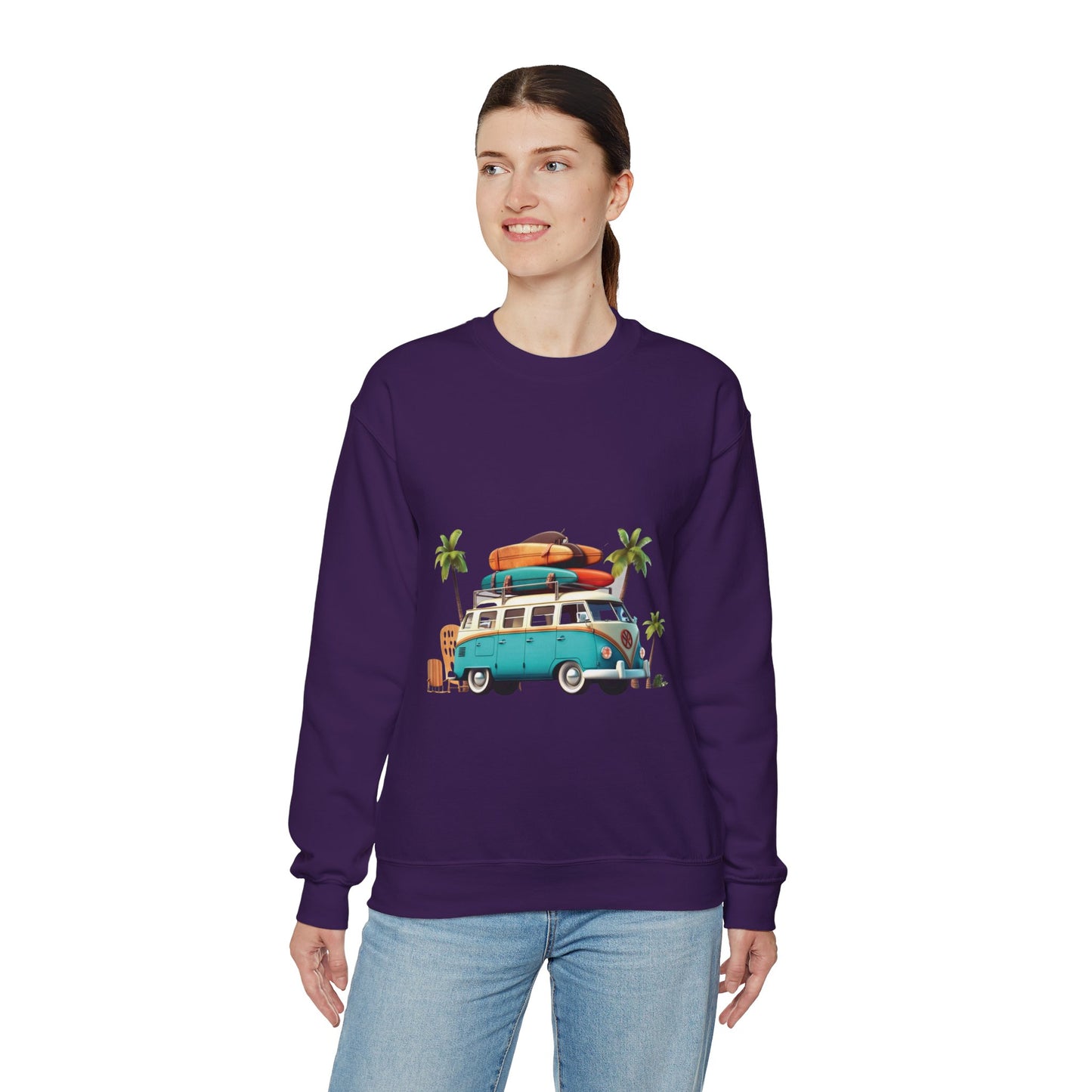 Retro Surf Van - Unisex Heavy Blend™ Crewneck Sweatshirt