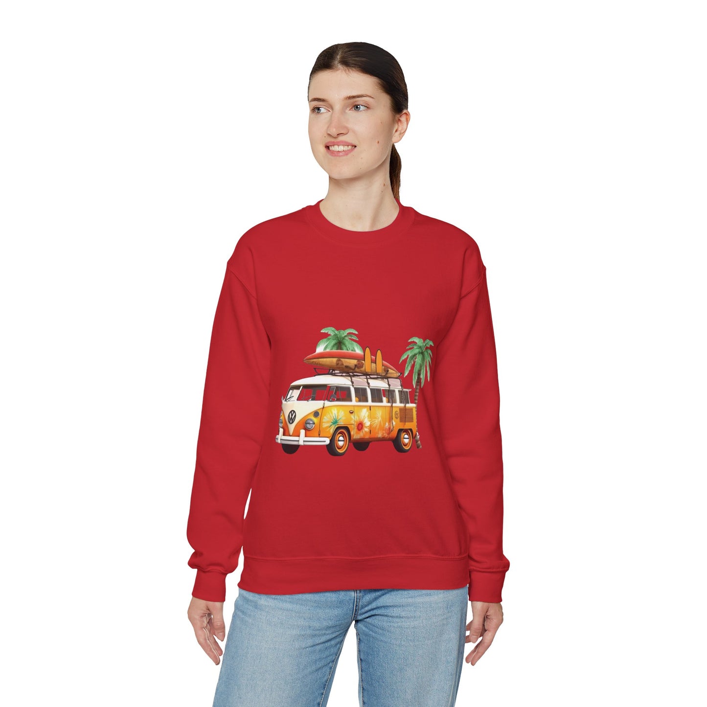 Retro Surf Van - Unisex Heavy Blend™ Crewneck Sweatshirt