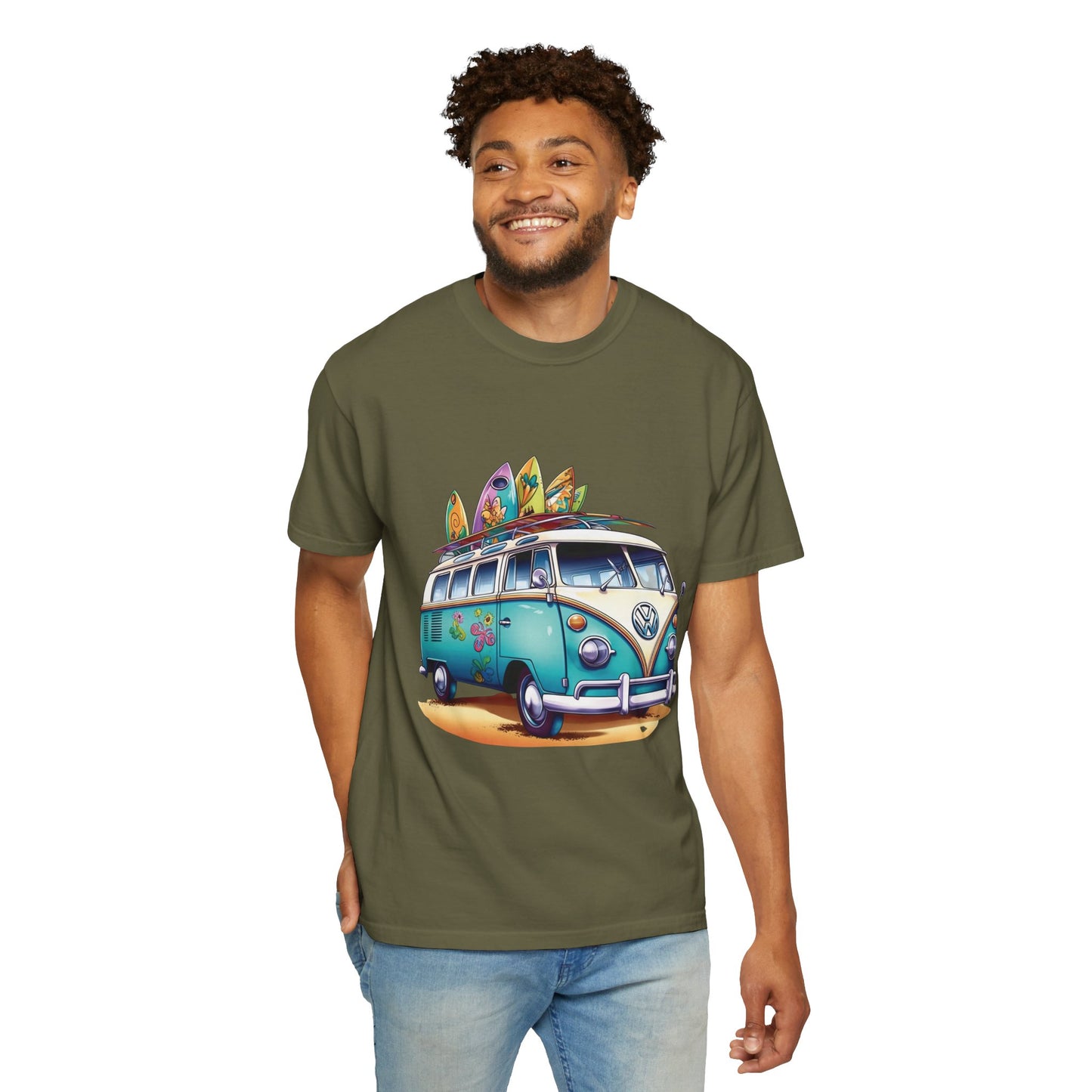 Retro Surf Van: Unisex Garment-Dyed T-shirt