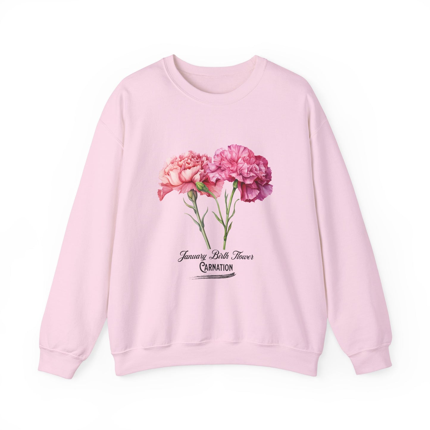 January Birth Flower (Carnation) - Unisex Heavy Blend™ Crewneck Sweatshirt