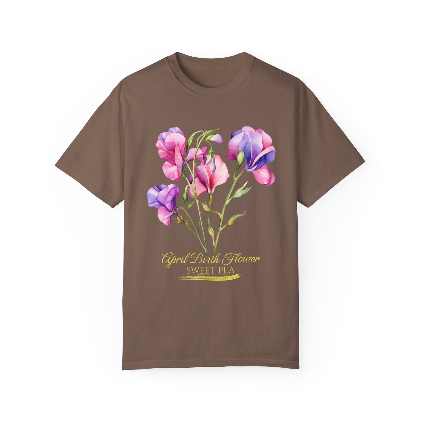 April Birth Flower "Sweet Pea" (For Print on Dark Fabric) - Unisex Garment-Dyed T-shirt