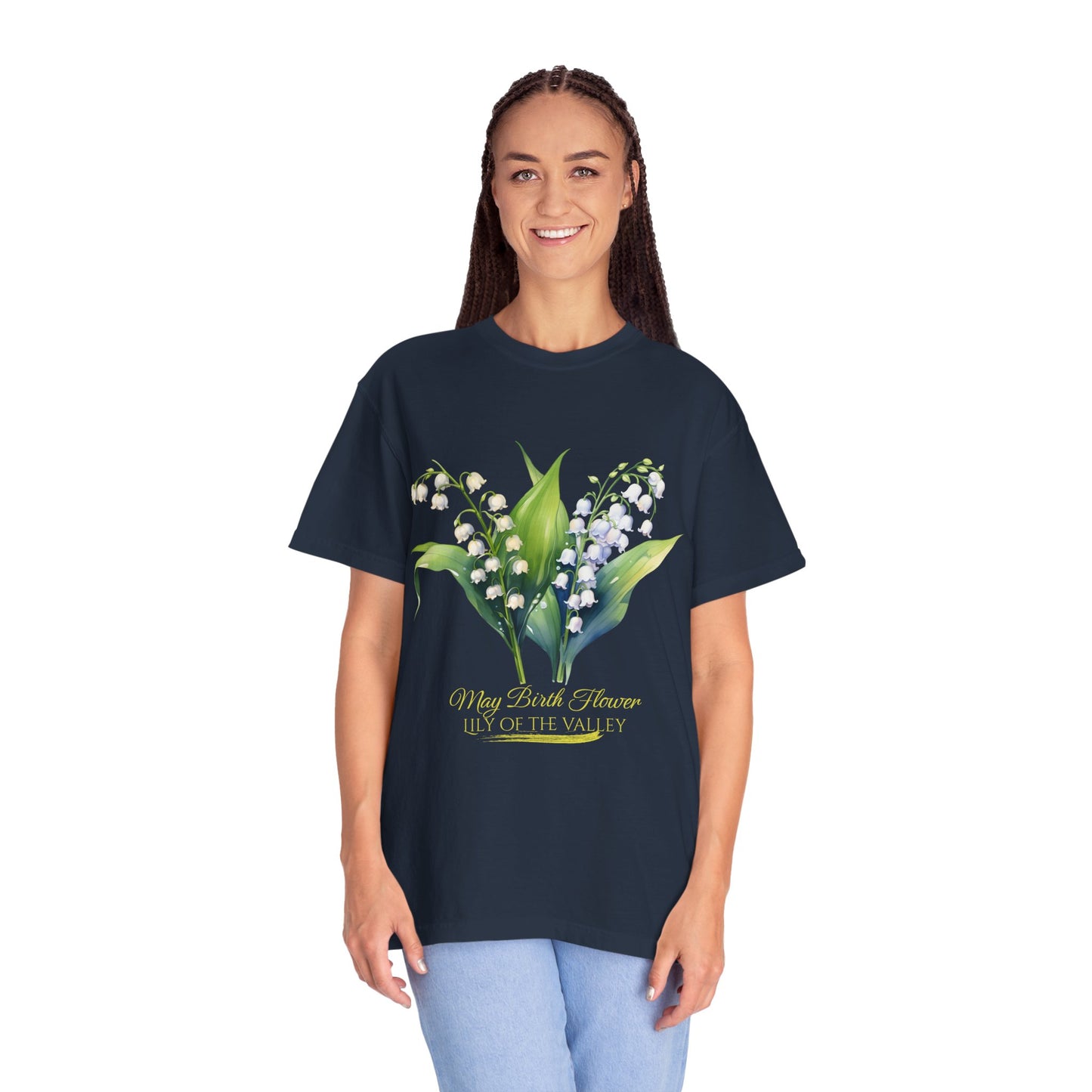 May Birth Flower "Lily of the Valley" (For Dark Fabric) - Unisex Garment-Dyed T-shirt