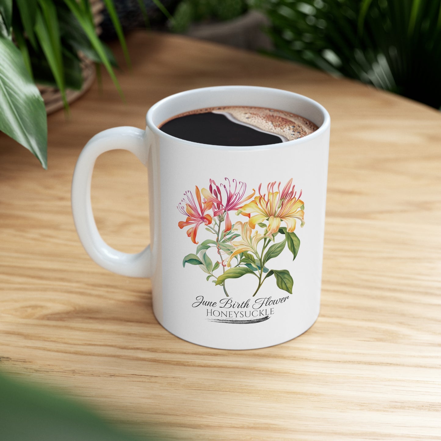 June Birth Flower (Honeysuckle): Ceramic Mug 11oz