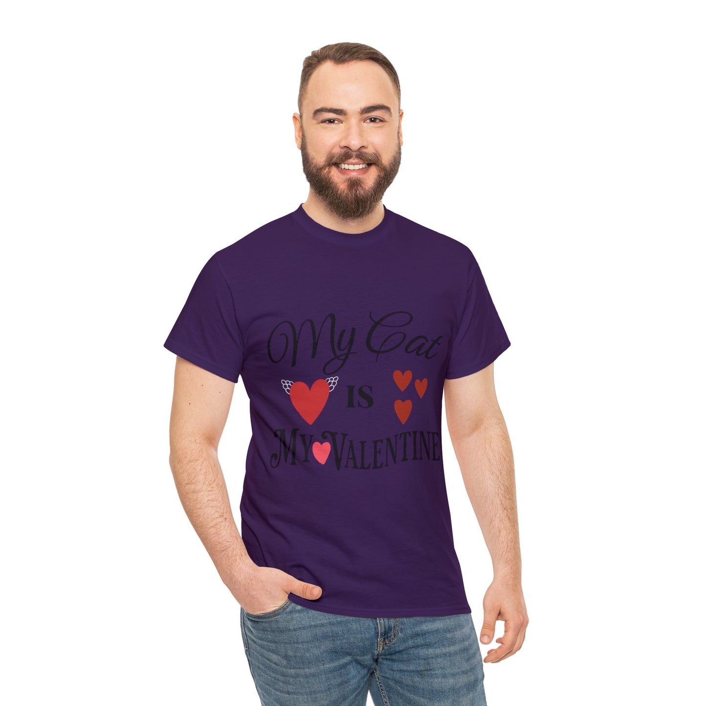 My Cat Is My Valentine1 - Unisex Heavy Cotton Tee