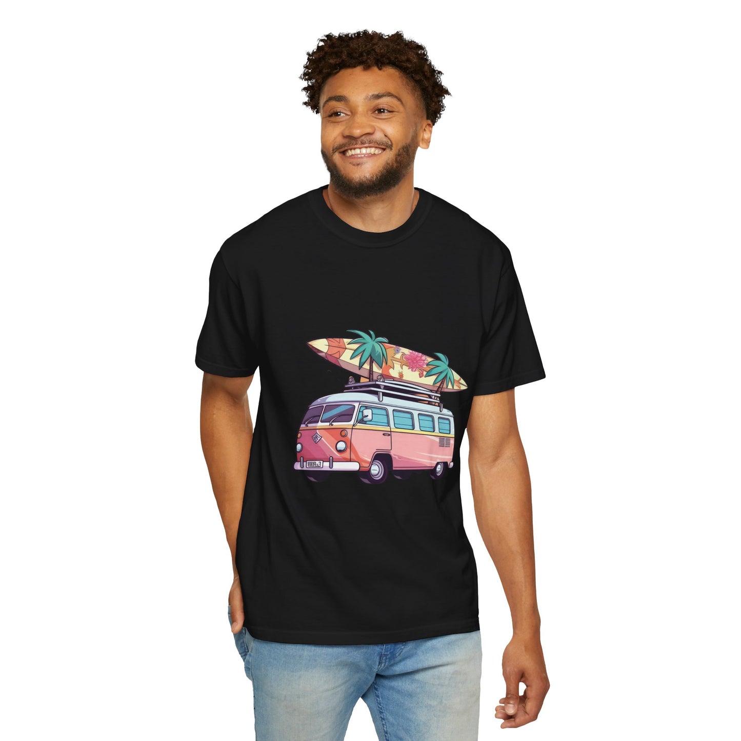 Retro Surf Van: Unisex Garment-Dyed T-shirt