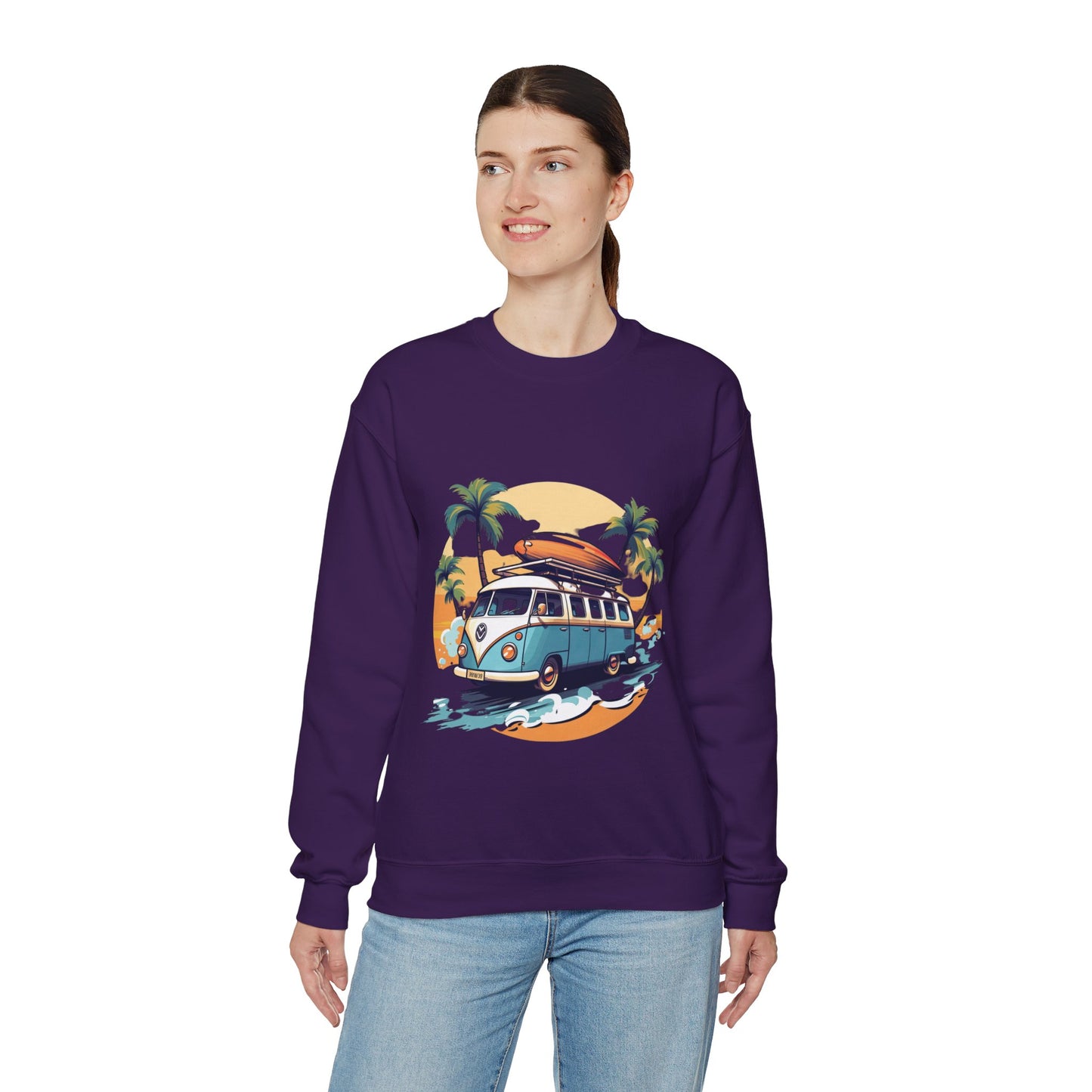 Retro Surf Van - Unisex Heavy Blend™ Crewneck Sweatshirt