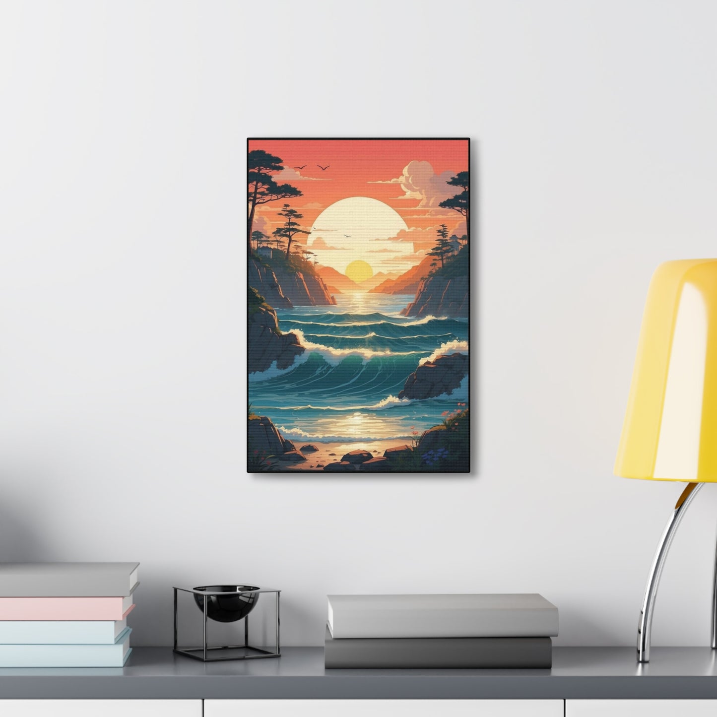 Beautiful sunset over the water channel - Canvas Gallery Wraps