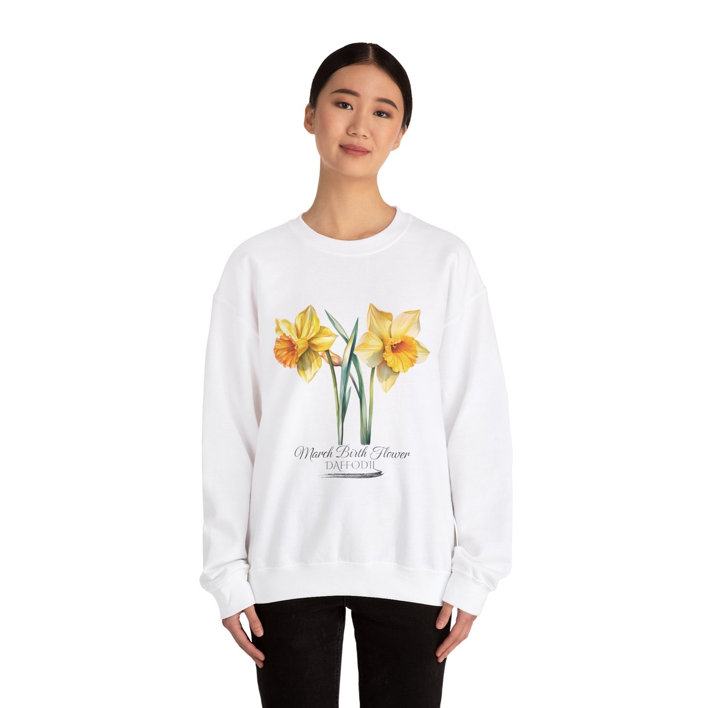 March Birth Flower (Daffodil) - Unisex Heavy Blend™ Crewneck Sweatshirt