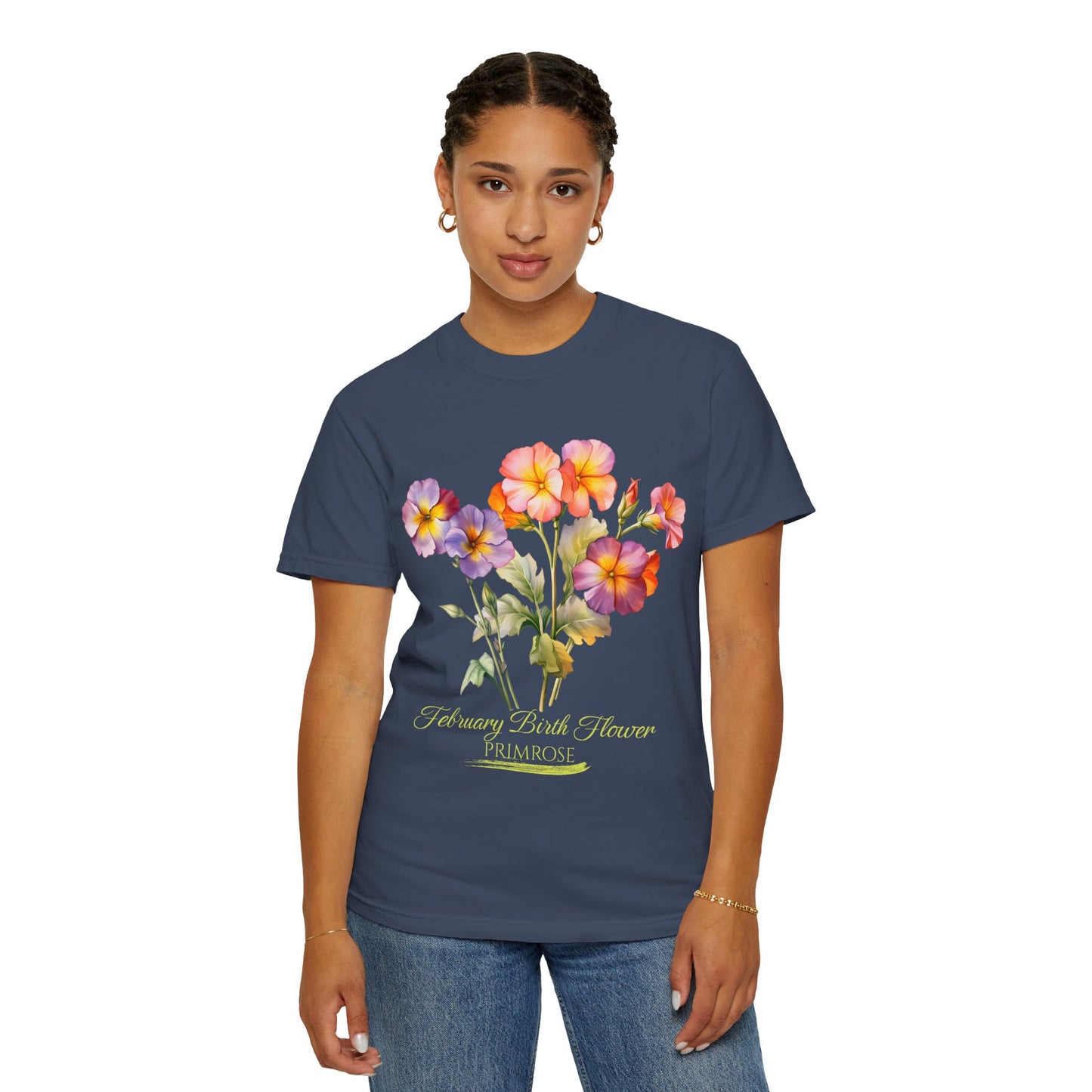 February Birth Flower "Violet" (For Dark Print) Unisex Garment-Dyed T-shirt