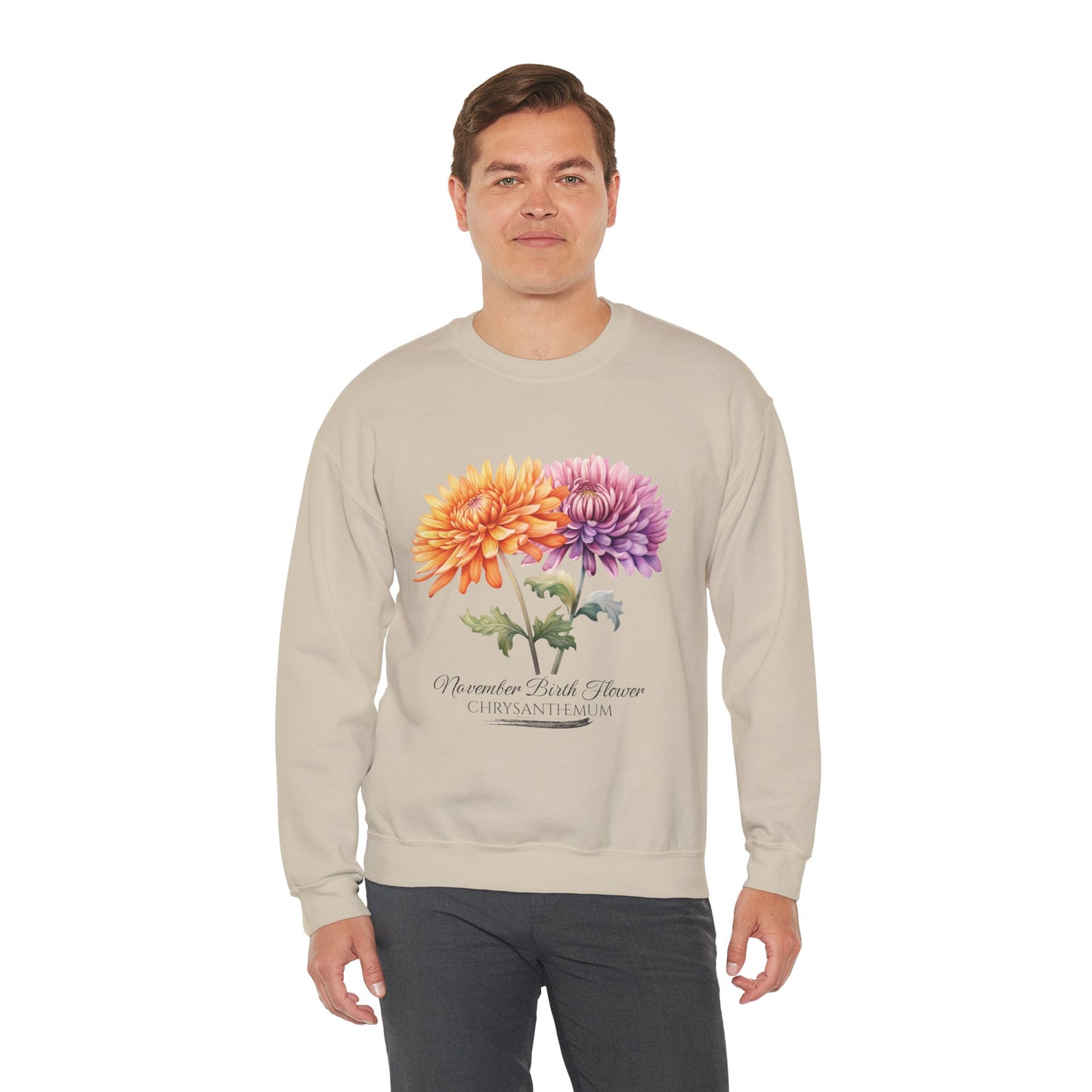 November Birth Flower (Chrysanthemum) - Unisex Heavy Blend™ Crewneck Sweatshirt