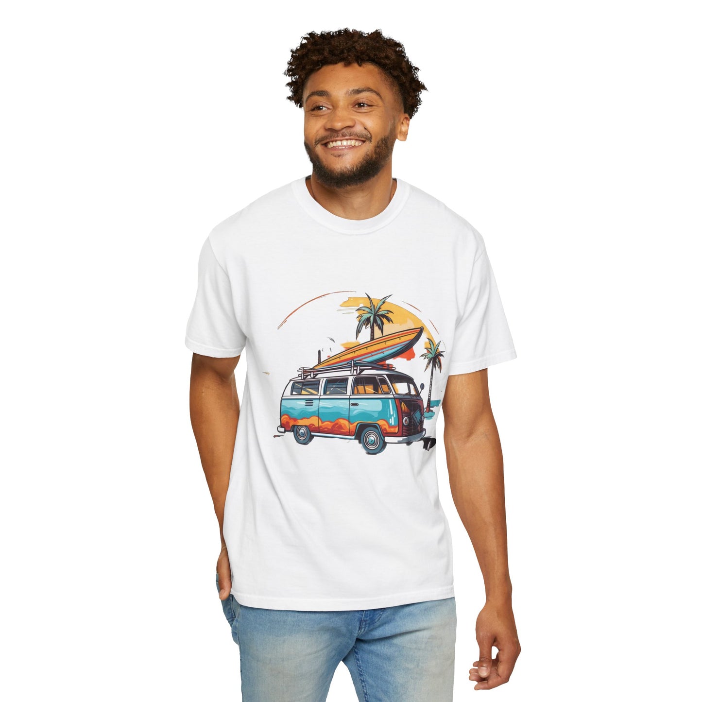 Retro Surf Van: Unisex Garment-Dyed T-shirt