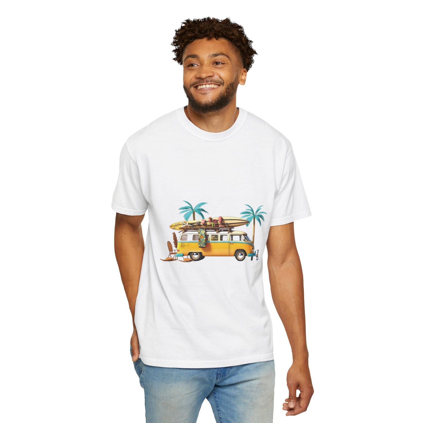 Retro Surf Van: Unisex Garment-Dyed T-shirt