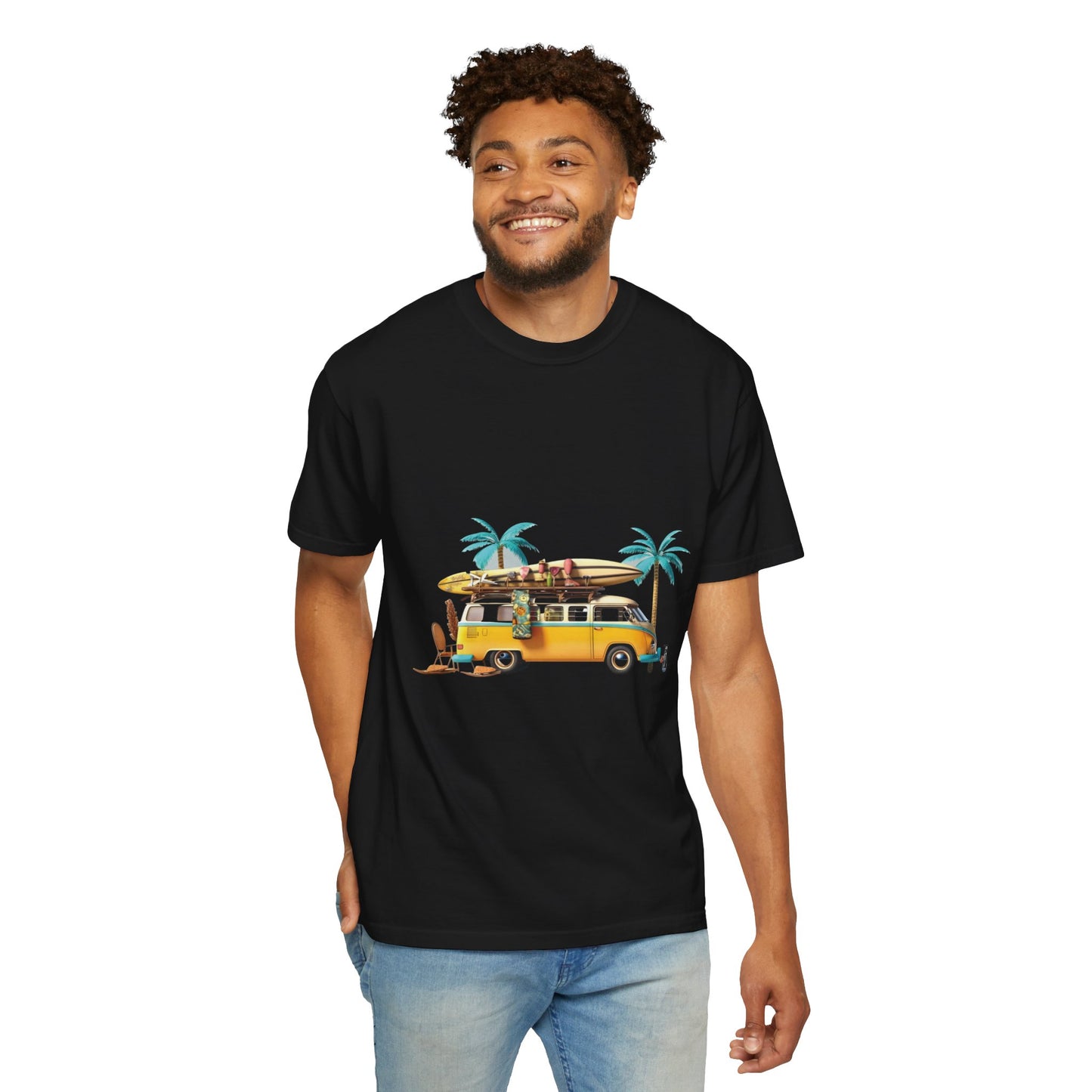 Retro Surf Van: Unisex Garment-Dyed T-shirt