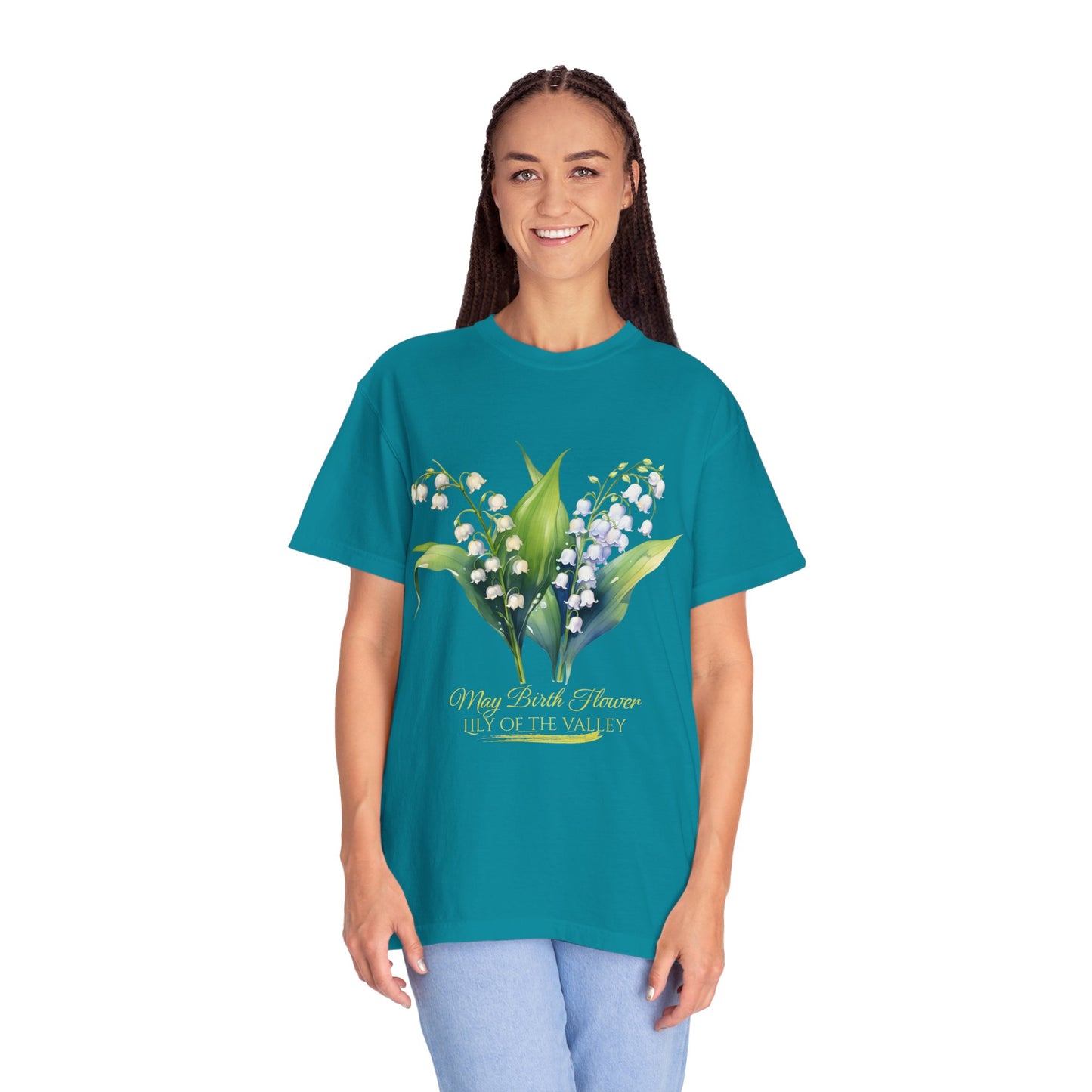 May Birth Flower "Lily of the Valley" (For Dark Fabric) - Unisex Garment-Dyed T-shirt