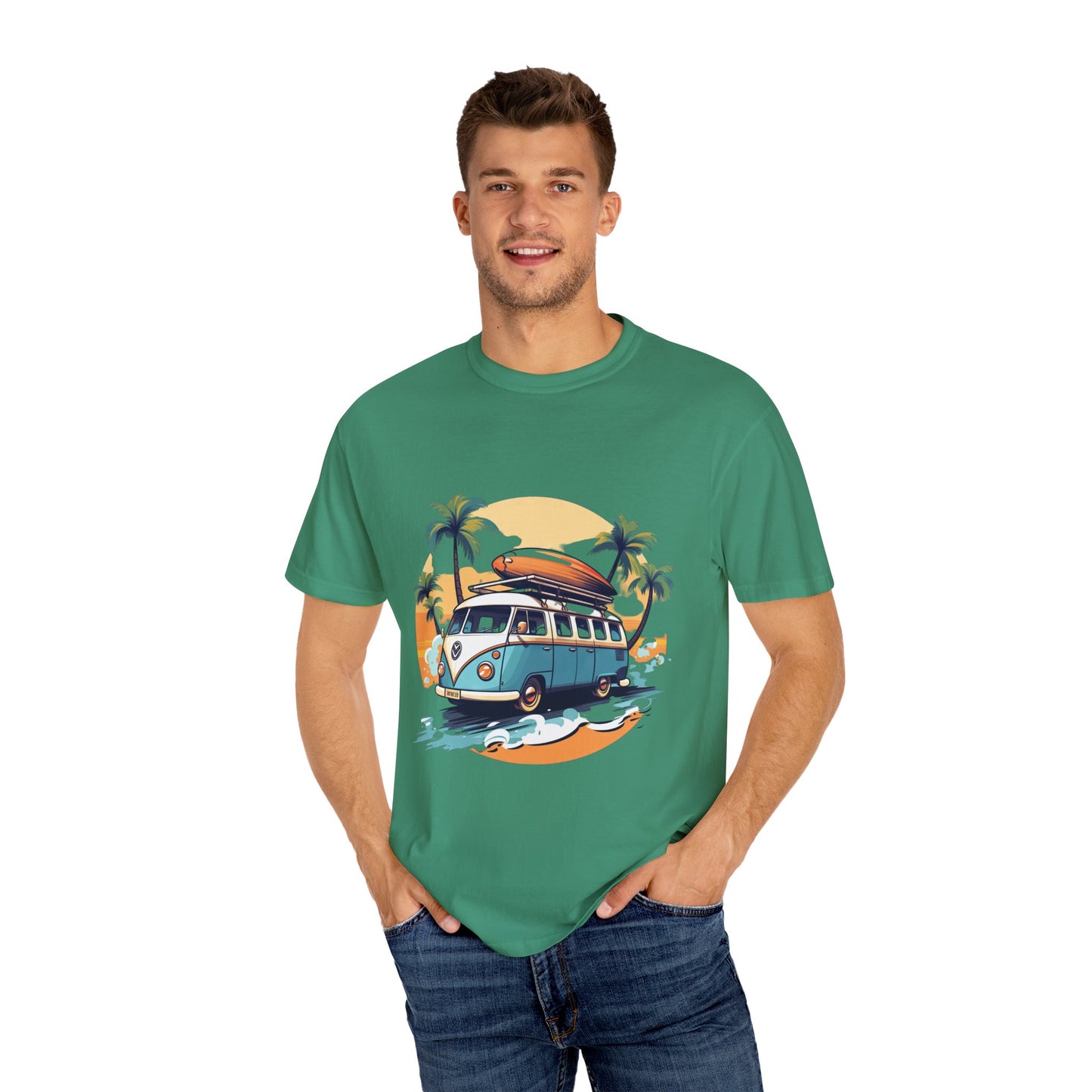 Retro Surf Van: Unisex Garment-Dyed T-shirt