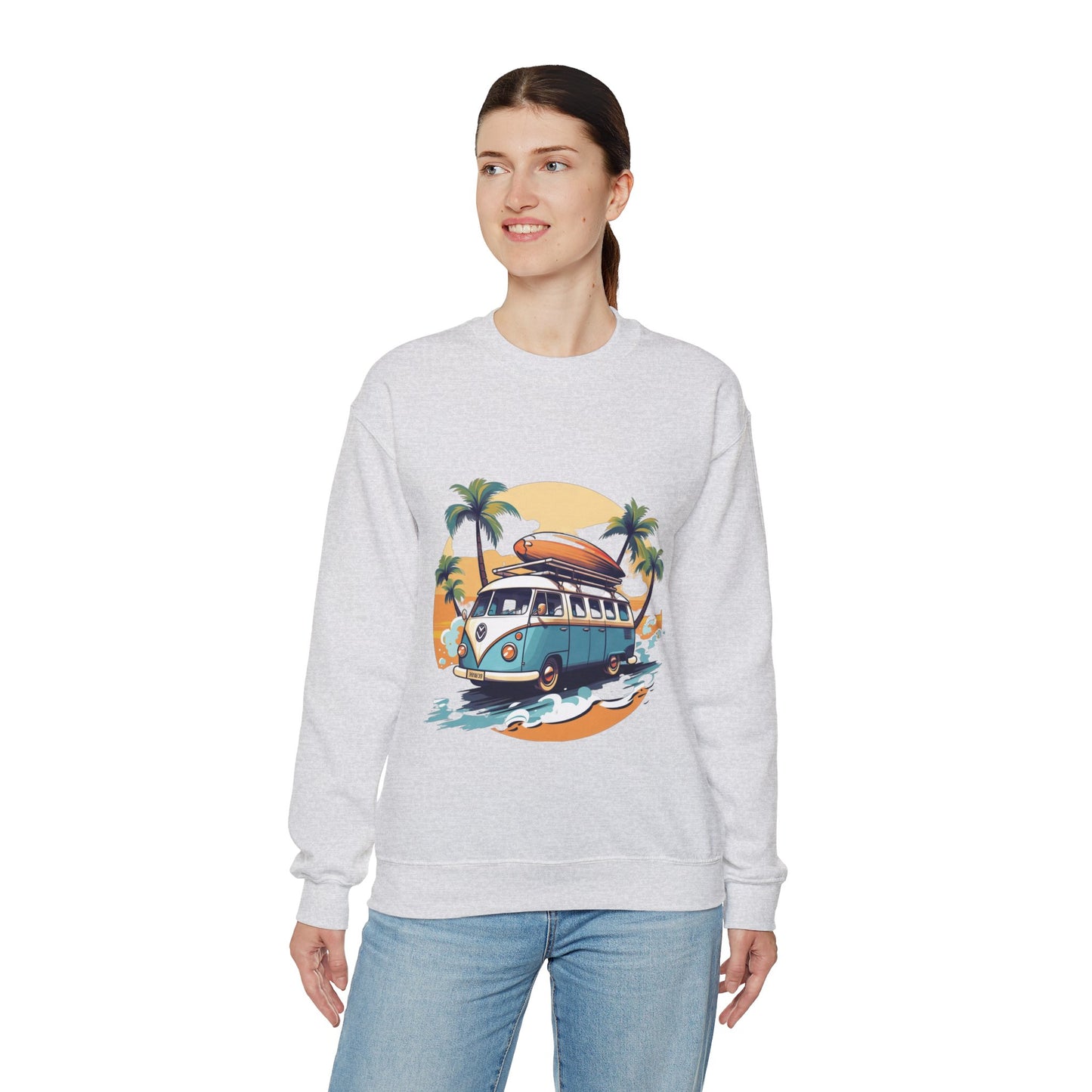 Retro Surf Van - Unisex Heavy Blend™ Crewneck Sweatshirt