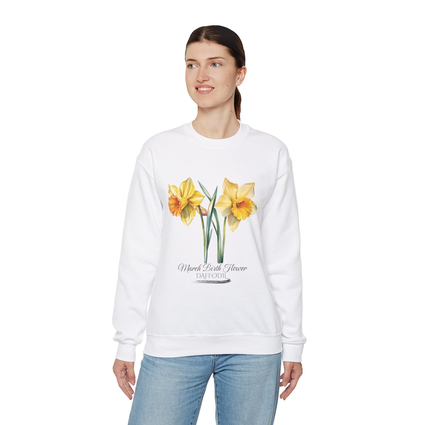 March Birth Flower (Daffodil) - Unisex Heavy Blend™ Crewneck Sweatshirt