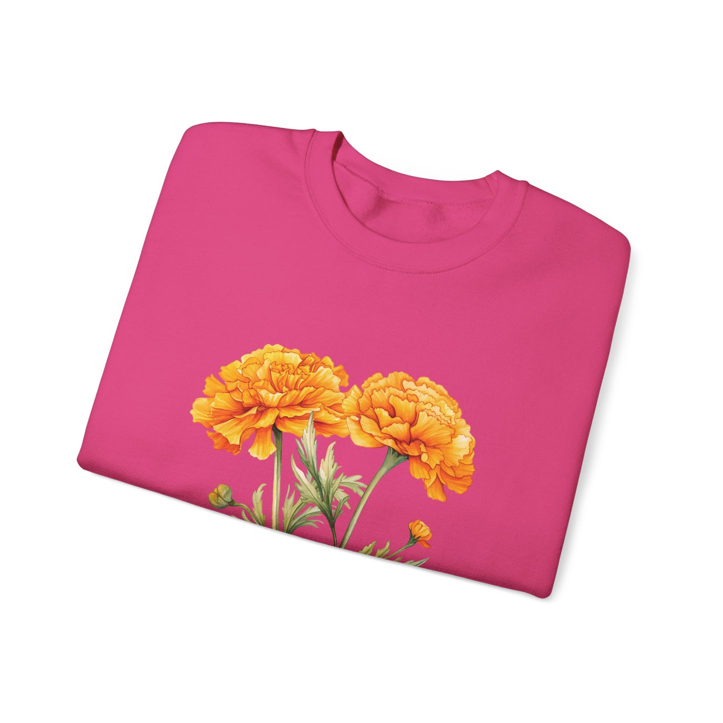October Birth Flower (Marigold) - Unisex Heavy Blend™ Crewneck Sweatshirt